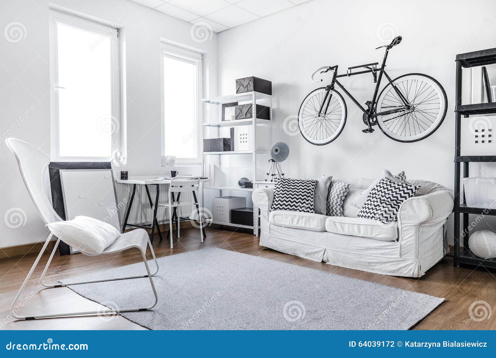 Black and White Studio Room Stock Photo Image of arrangement, horizontal 64039172