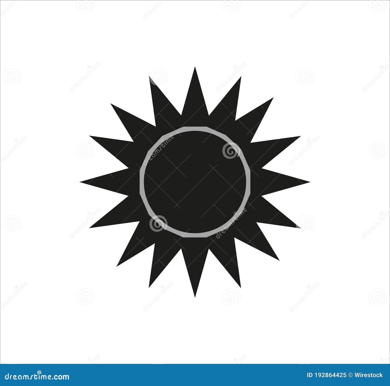 Black and White Sun Icon on White Background Stock Illustration