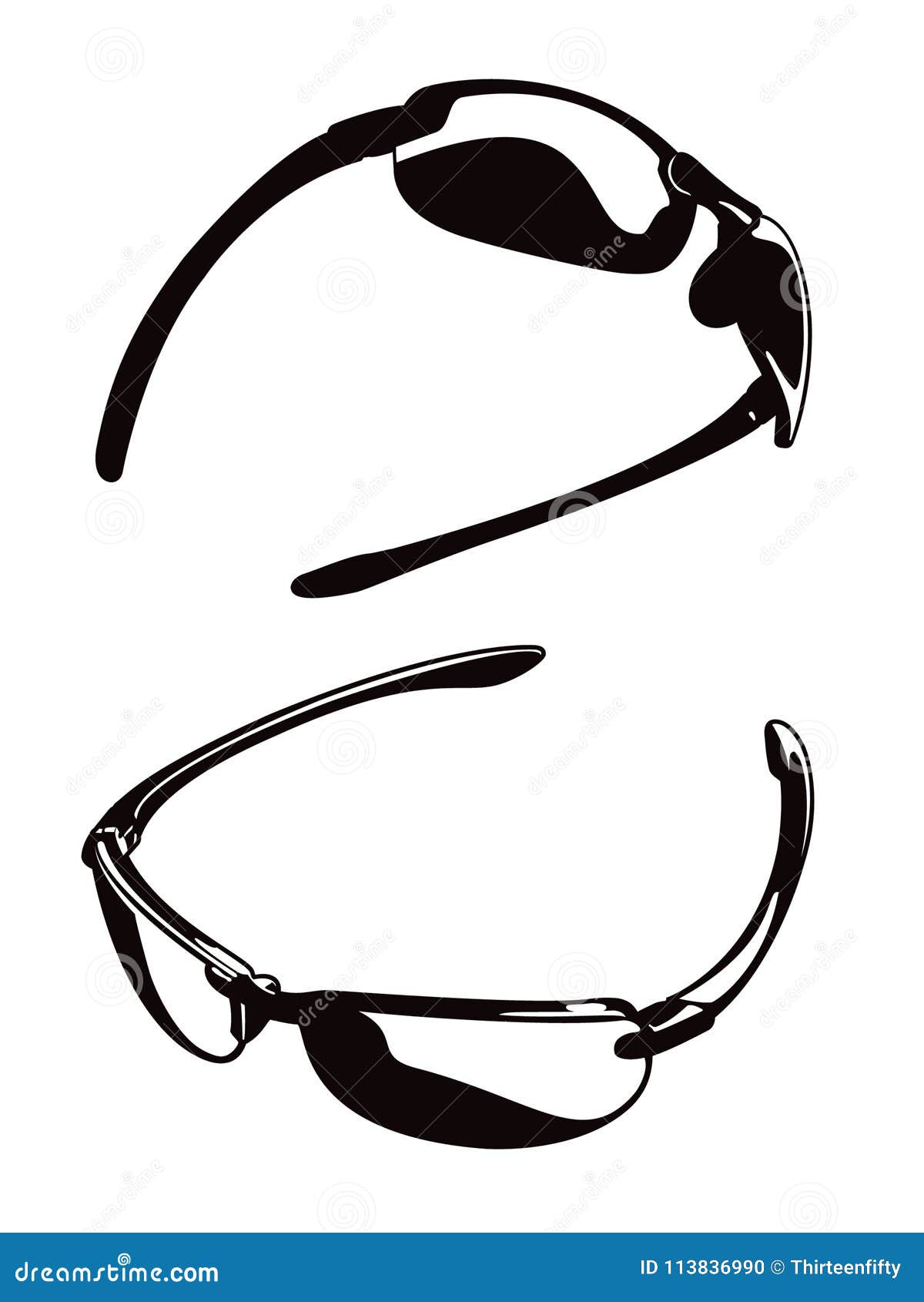 Black and White Sunglasses Vector Graphic Illustrations Set Stock