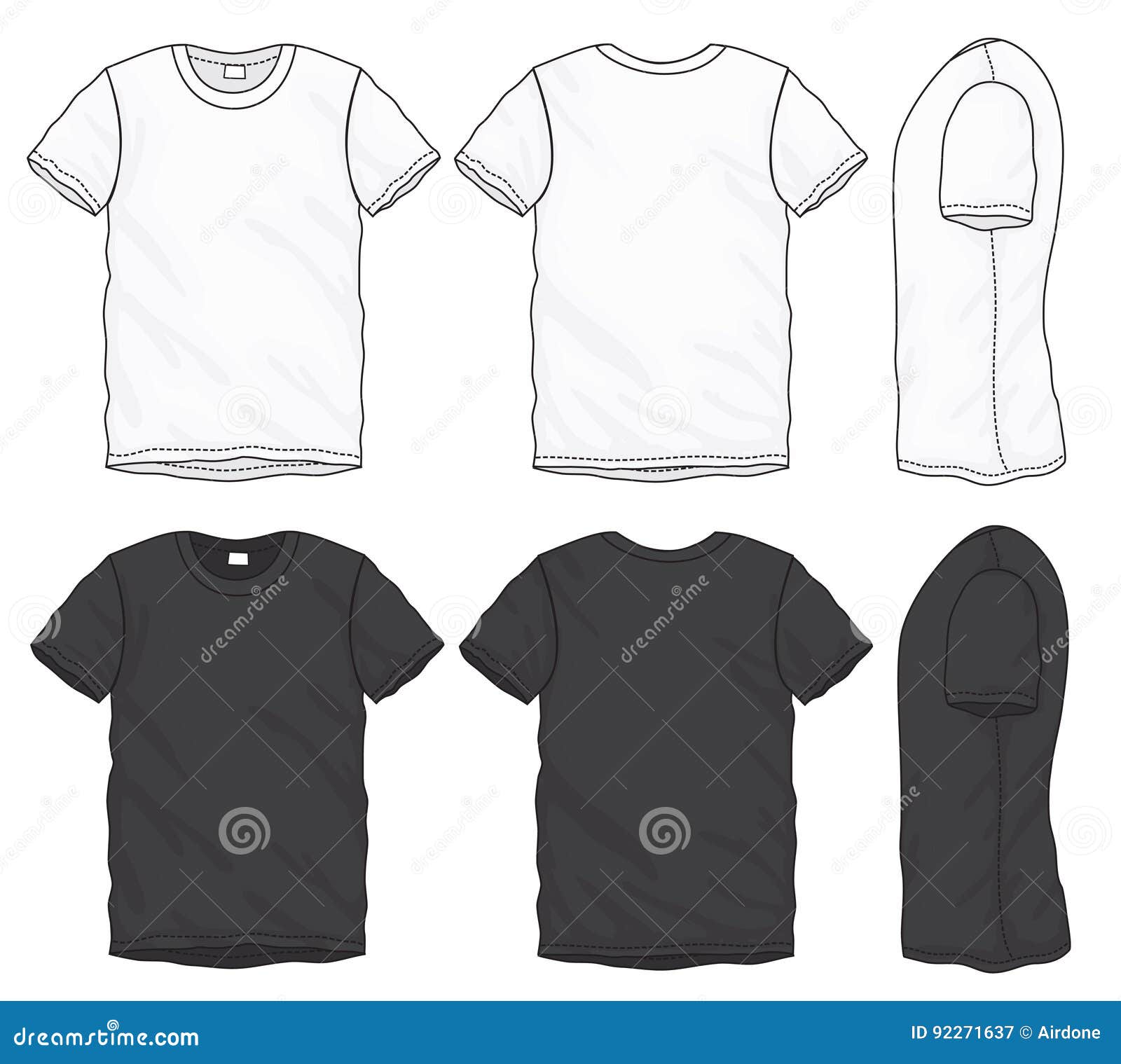 Download Black White T-Shirt Design Template Stock Vector - Illustration of shirt, casual: 92271637