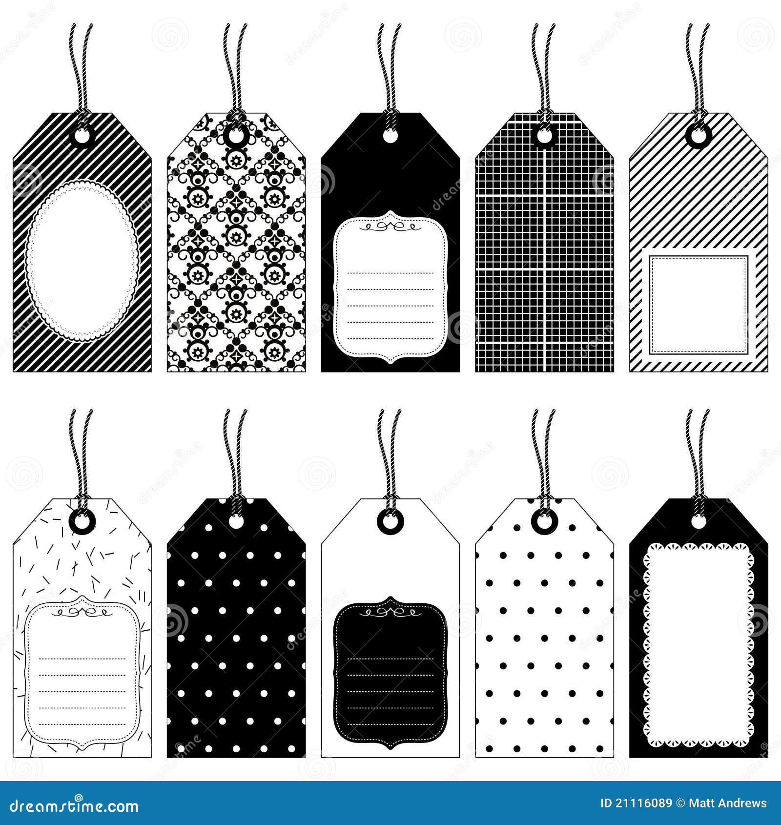 Black and white tags stock vector. Illustration of template 21116089