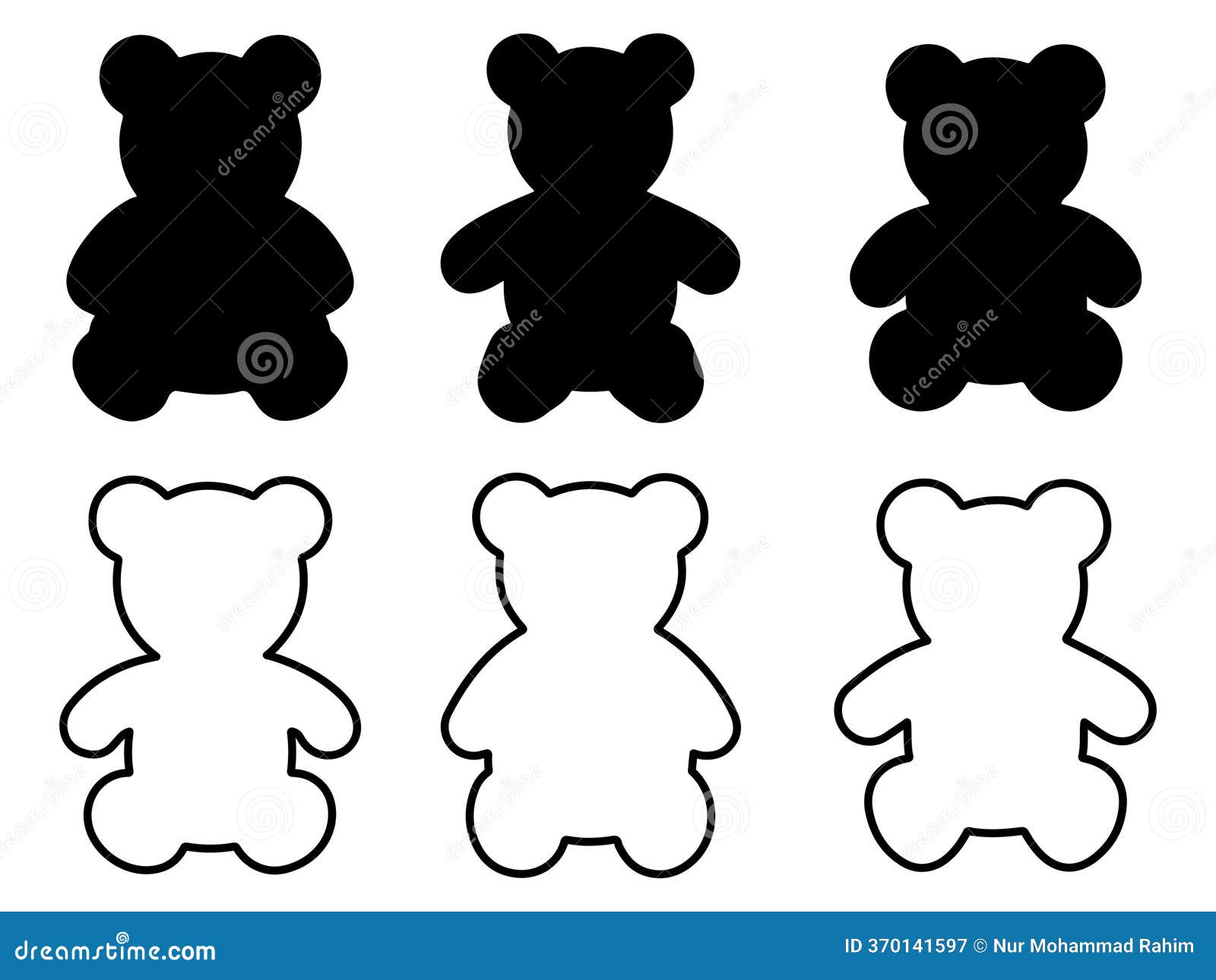 Black and White Teddy Bear Silhouette Vector Stock Vector - Illustration of  printable, drawing: 370141597, image size:1600x1290