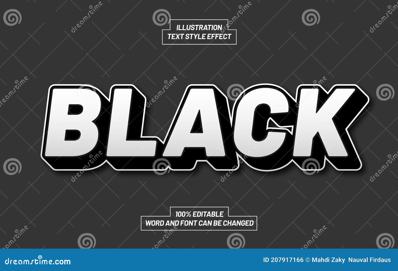 Black White Text Style Effect Stock Vector Illustration of gradient