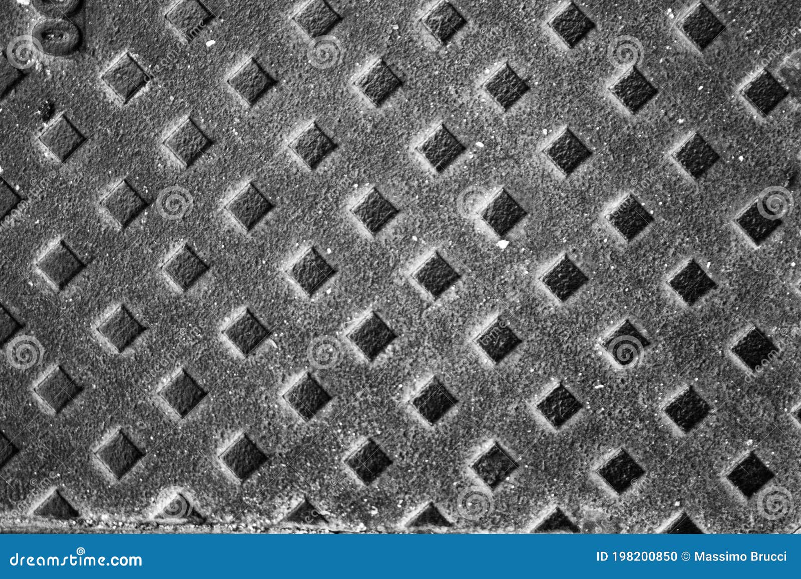 Black and White Texture of Metal Plate with Embossed Rhomboid Patterns