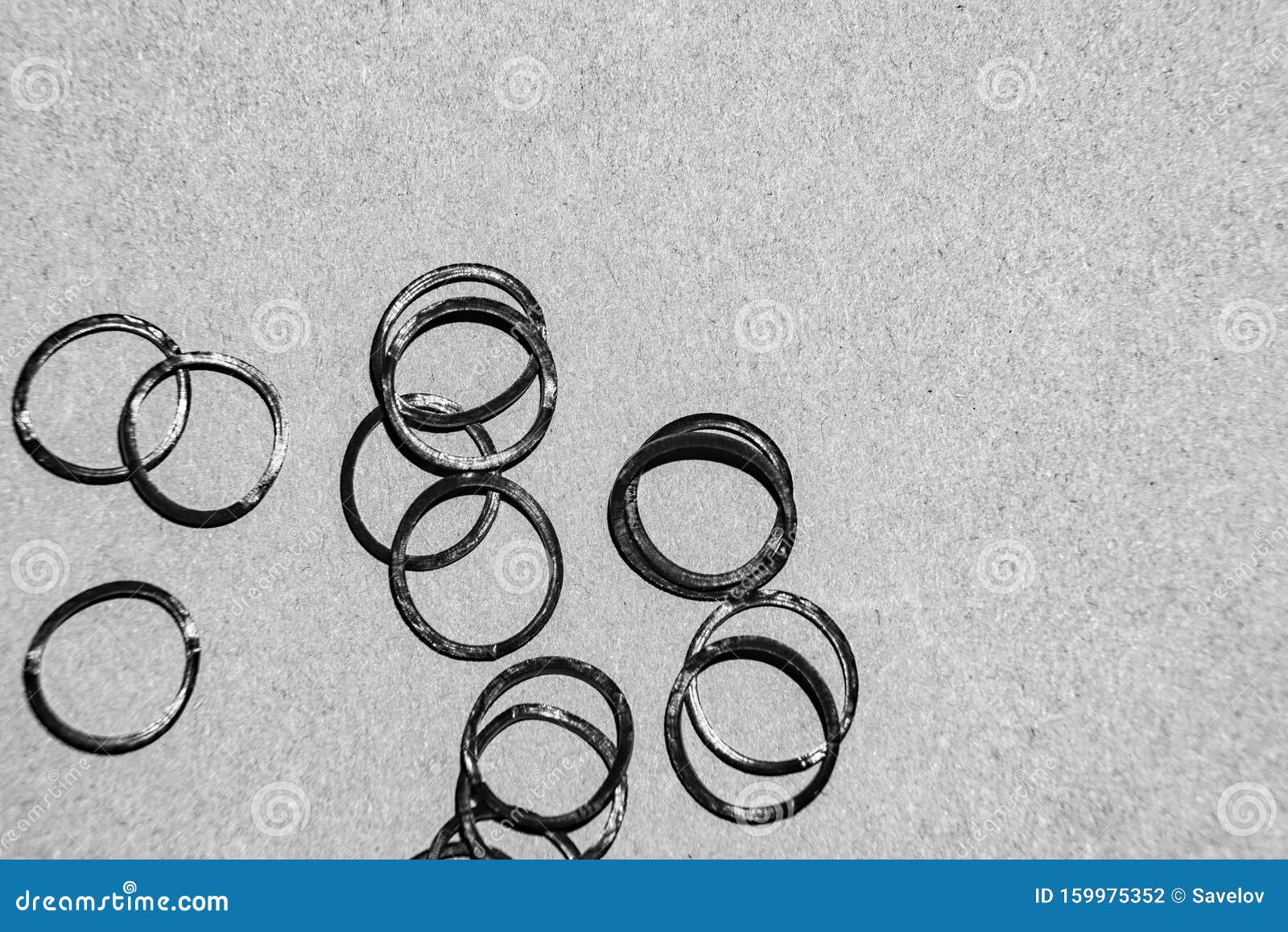 Monochrome Thin Rubber Bands for Hair on Craft Paper is Close Stock Photo -  Image of detail, object: 159975352