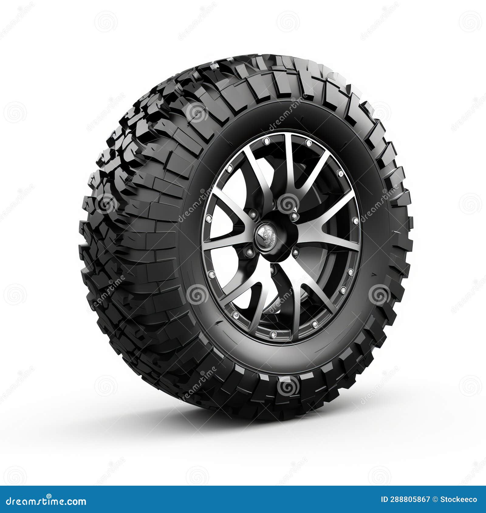 realistic off road tire  on white background