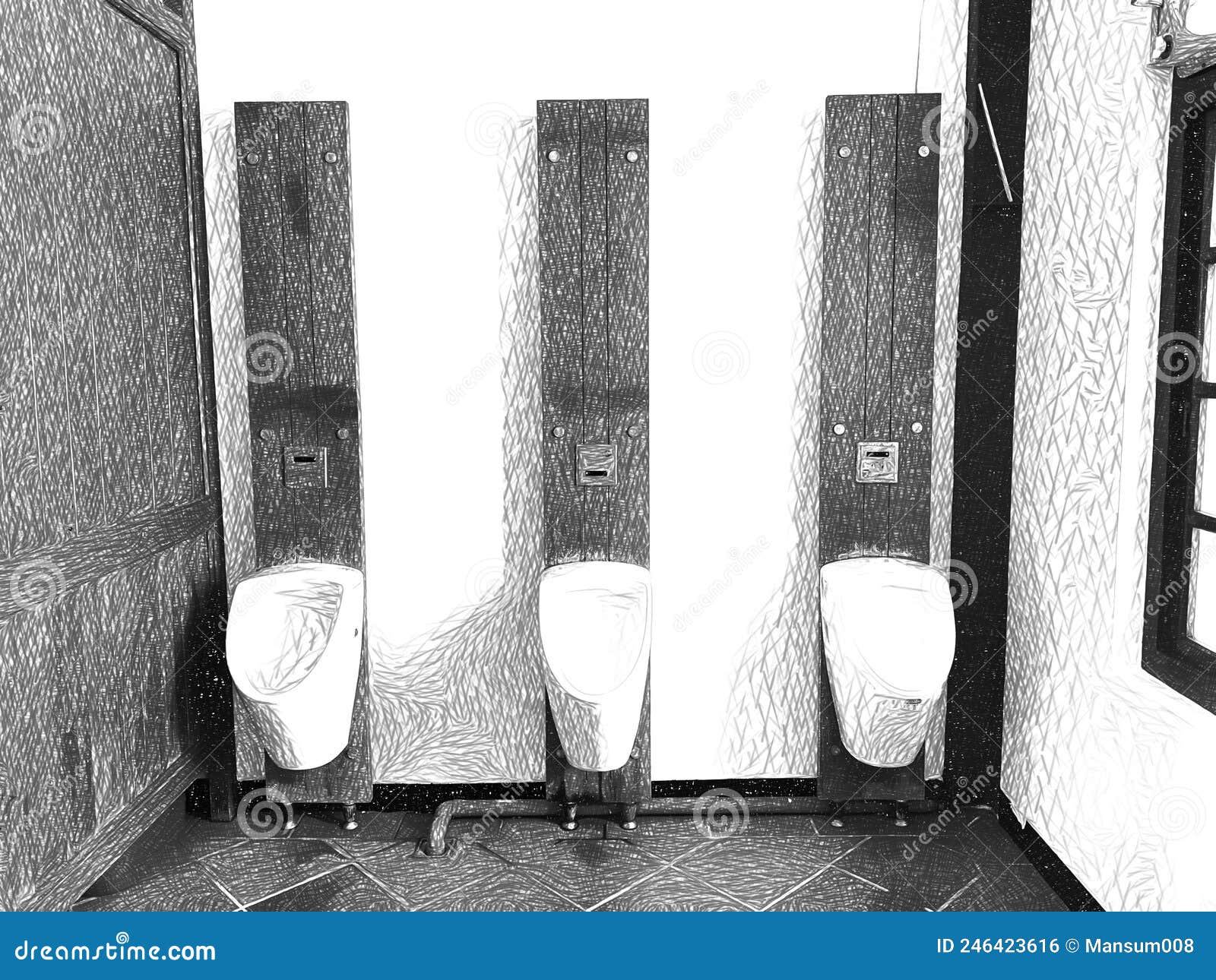 Black and White of Toilet Room Stock Illustration Illustration of