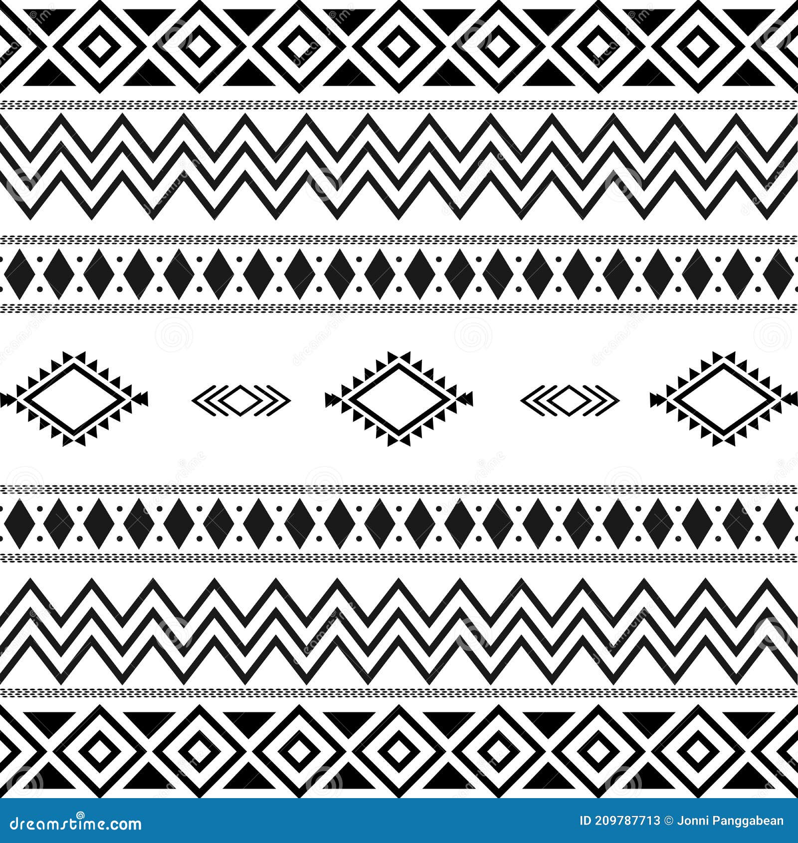 Black and White Tribal Ethnic Pattern with Geometric Elements ...