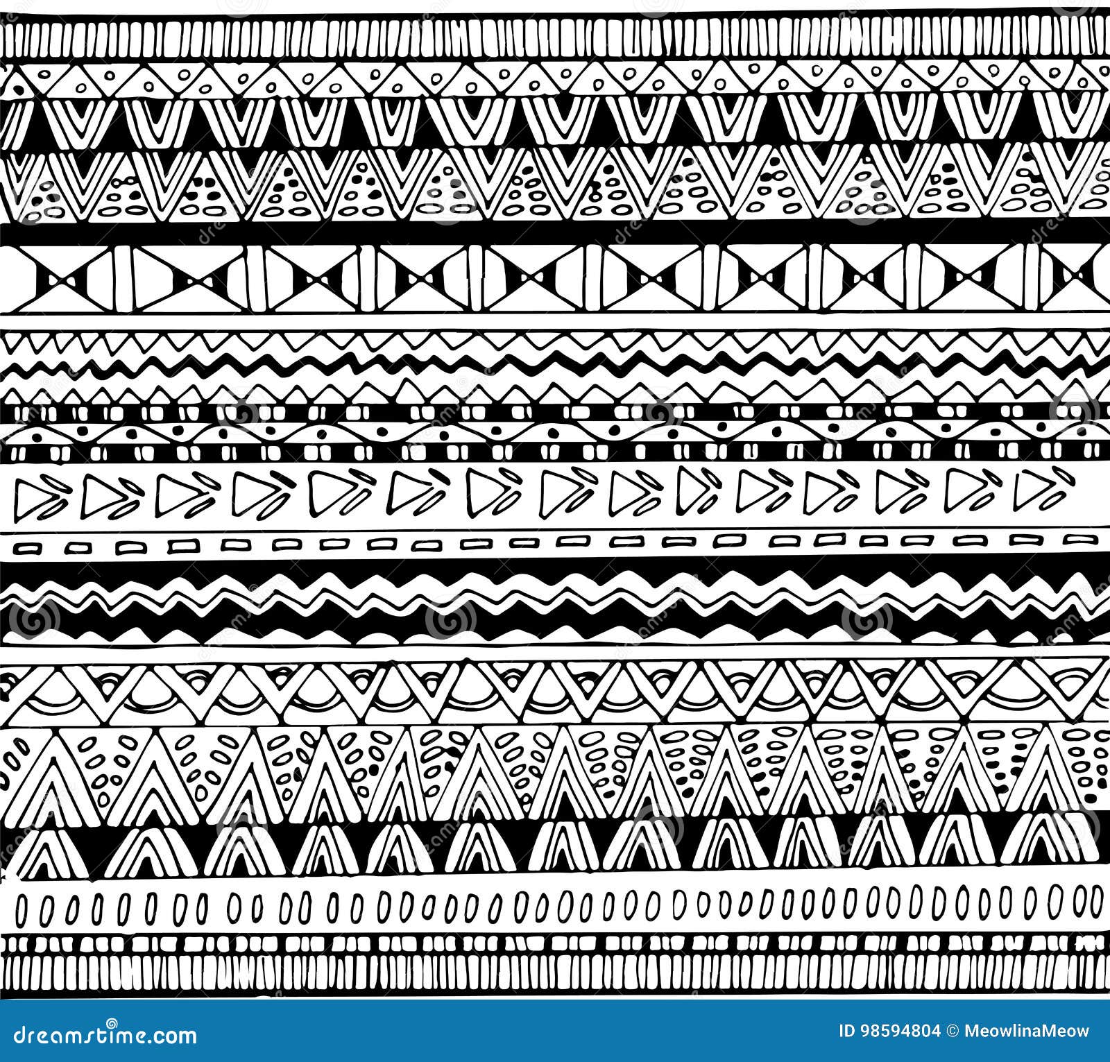 Black and White Tribal Seamless Pattern Stock Vector - Illustration of ...