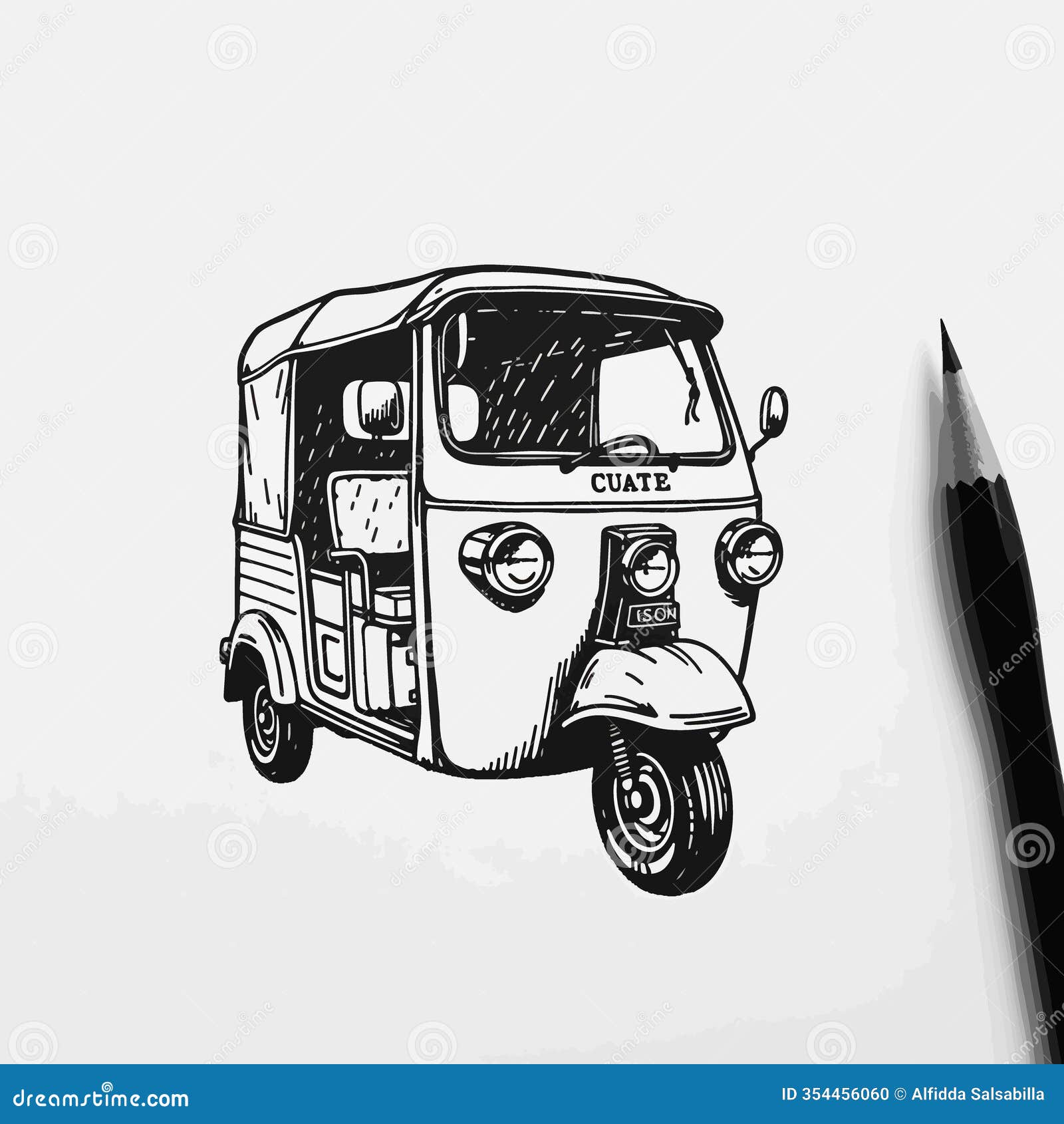 black and white tuk-tuk vehicle art for global transport theme s