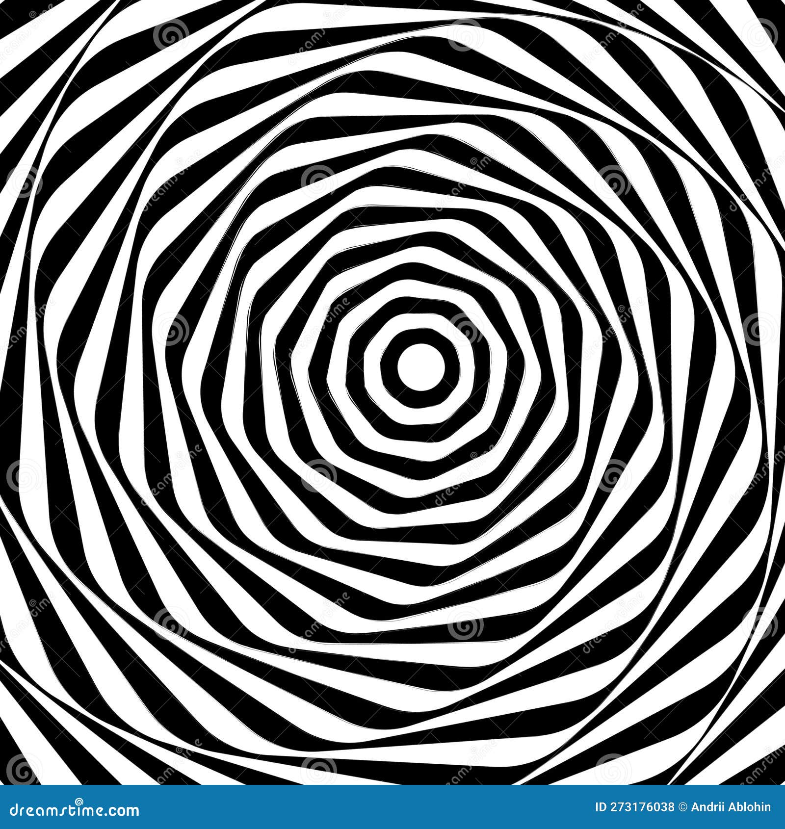 Black and White Twisty Pattern with Moving Kaleidoscope Texture. Vortex