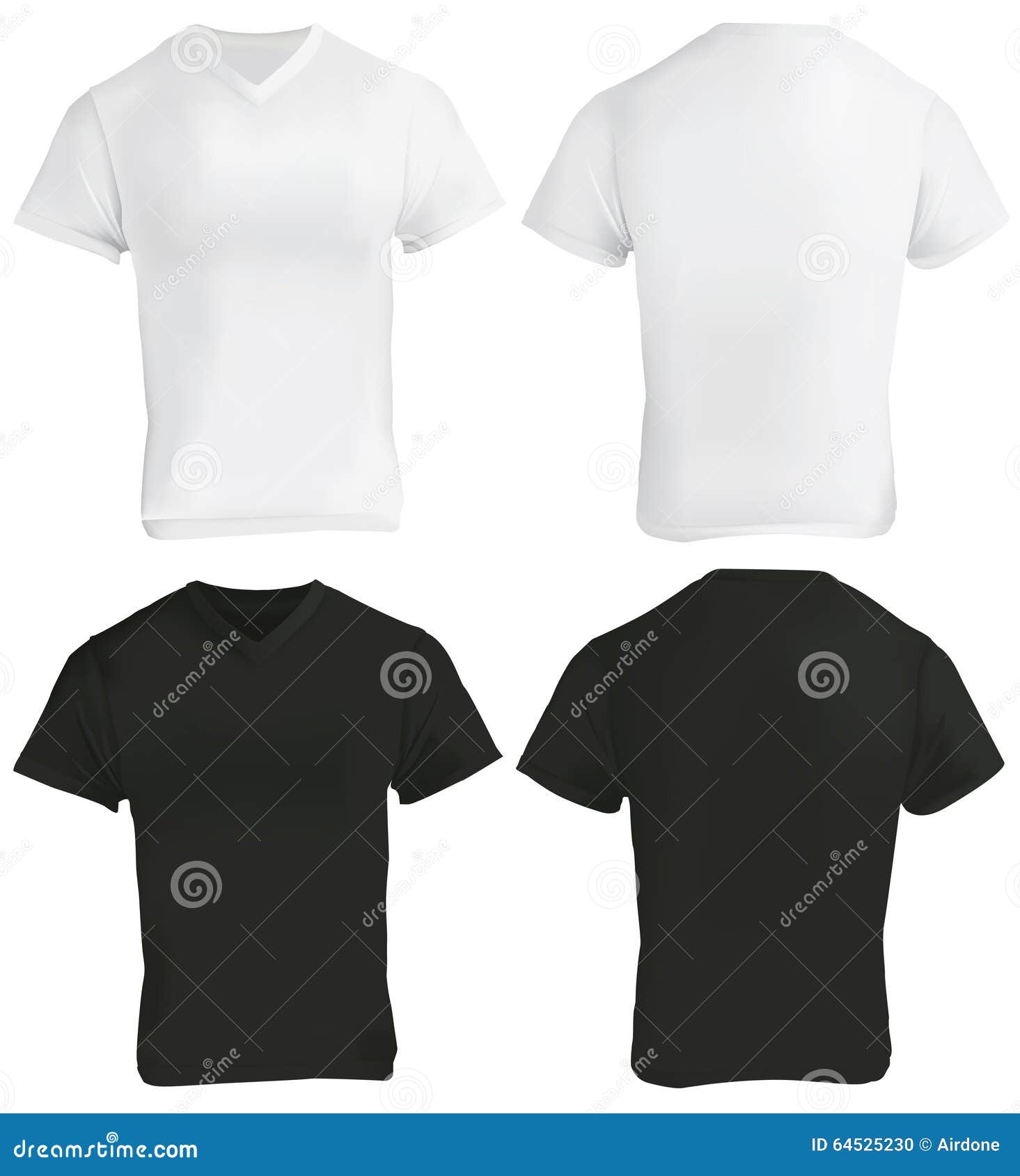 Black And White V Neck Shirt Design Template Stock Vector
