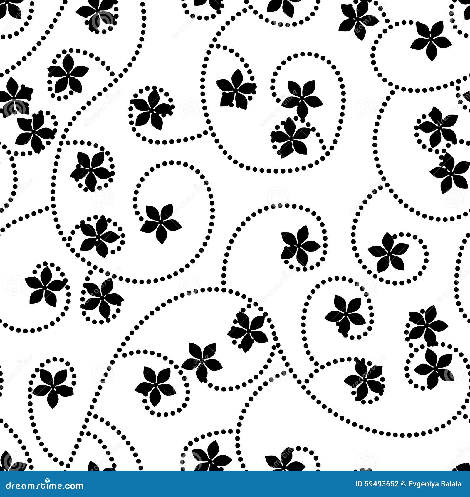 Black and White Vector Flower Pattern Stock Vector Illustration of