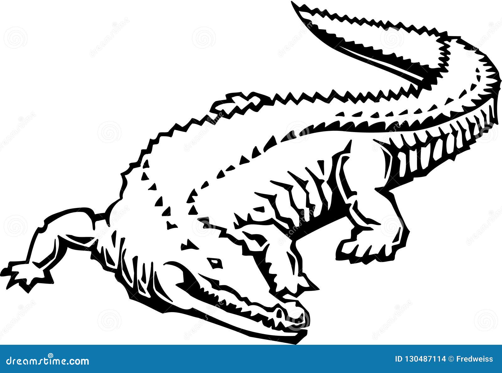 Black and White Alligator Illustration Stock Vector - Illustration of