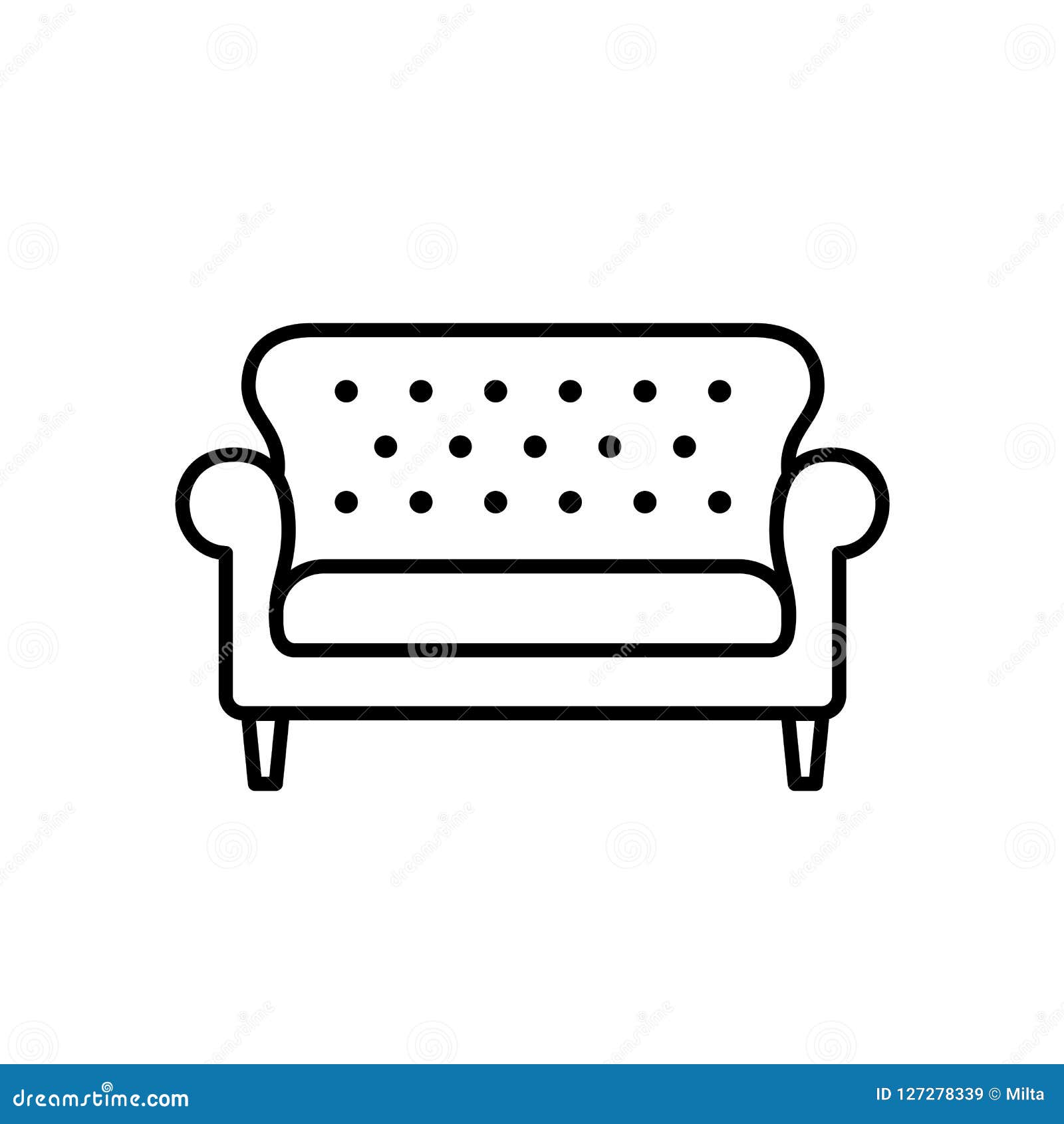 couch clipart black and white