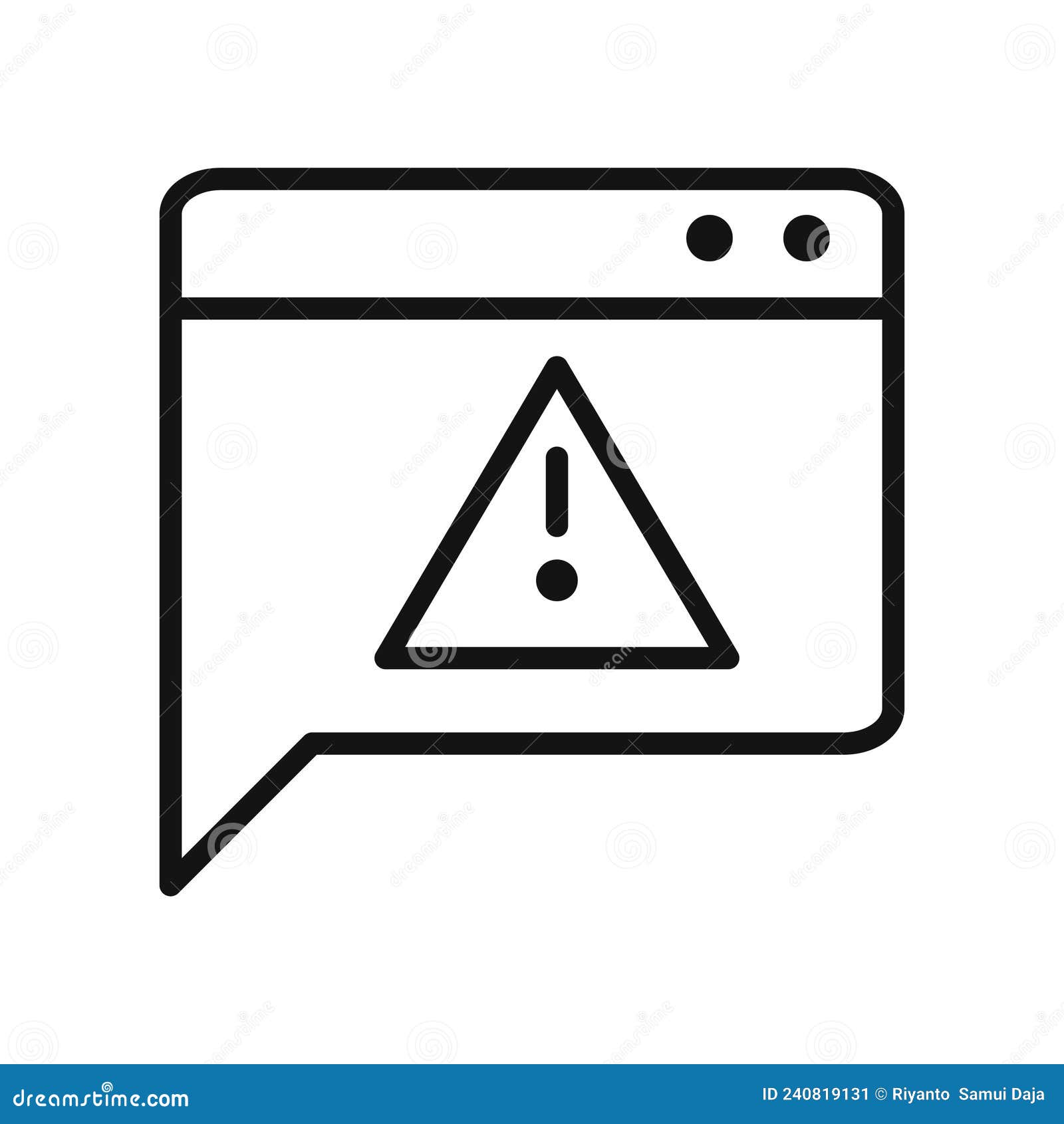 Alert Message Icon Black and White Illustration Stock Vector