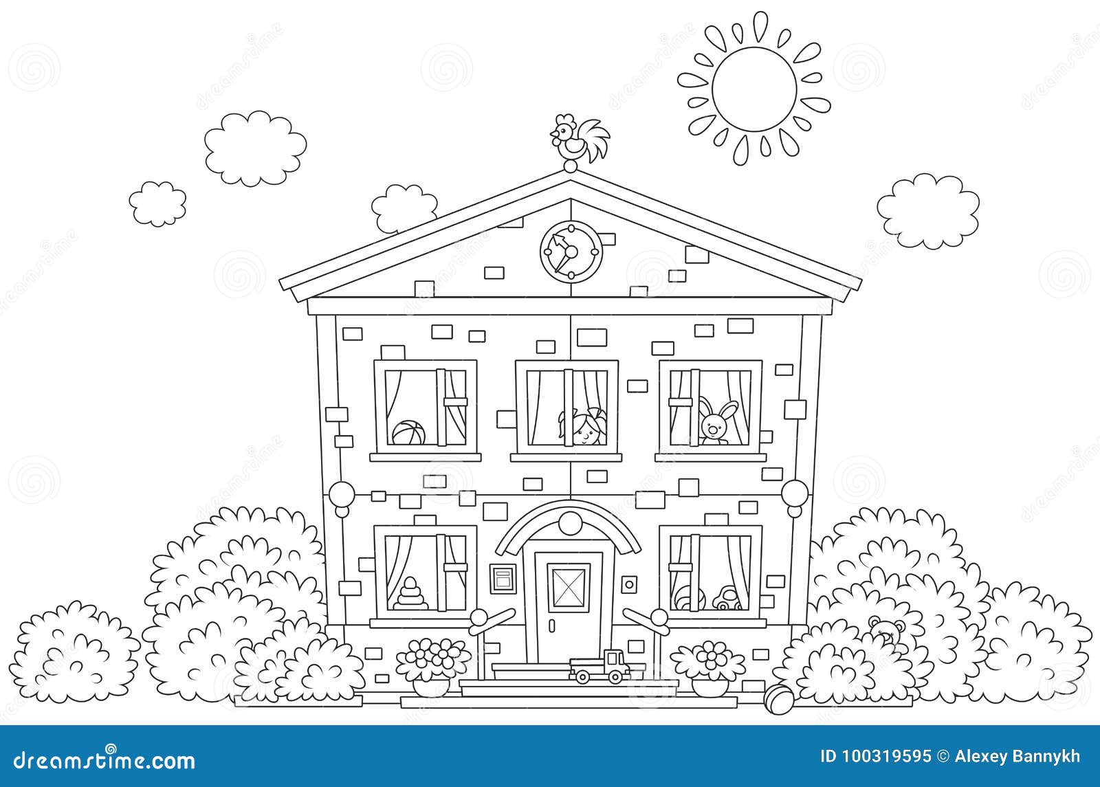 Kindergarten stock vector. Illustration of nursery, centre - 100319595