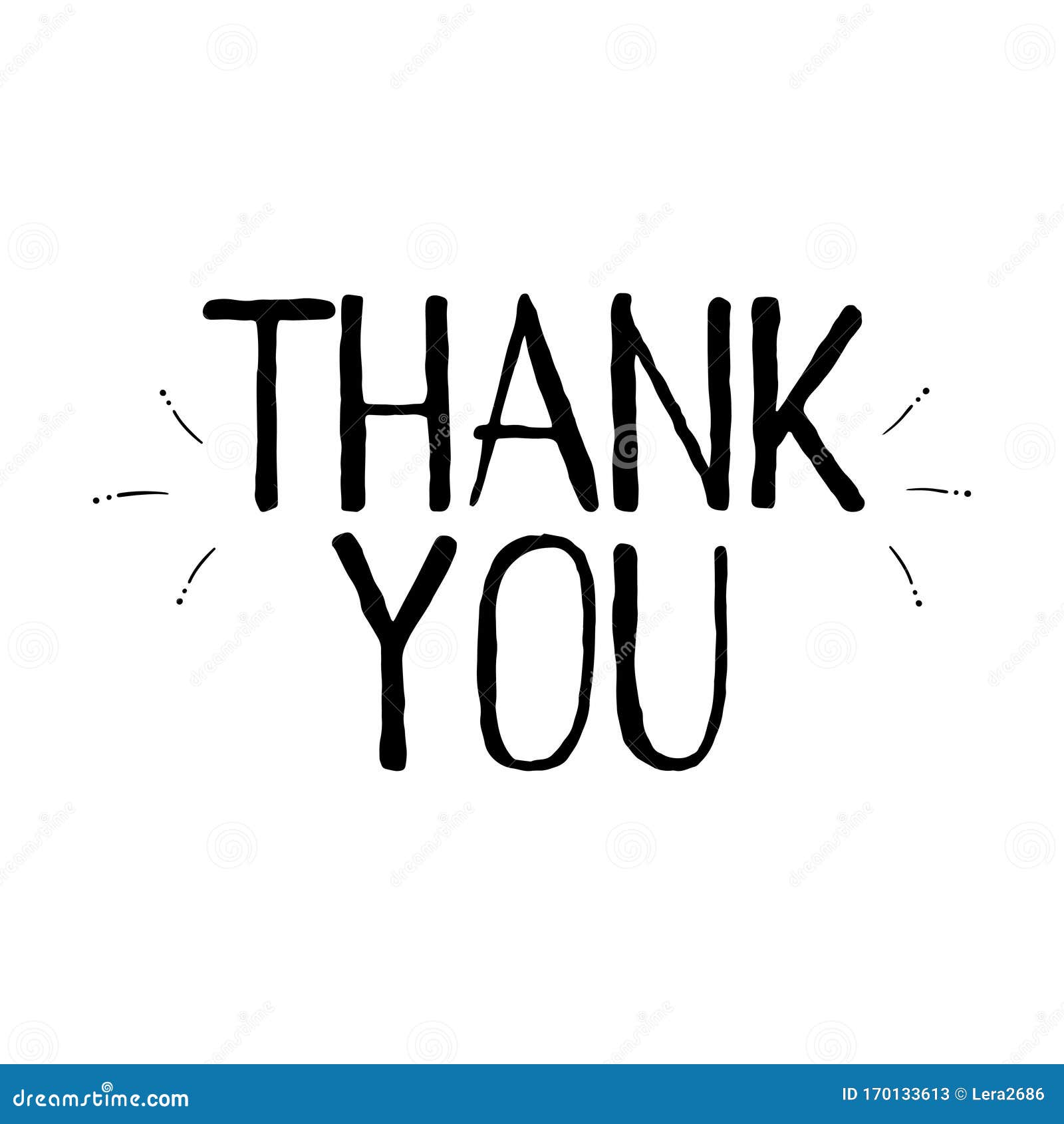 Black-white Vector Illustration with the Inscription Thank You. Simple