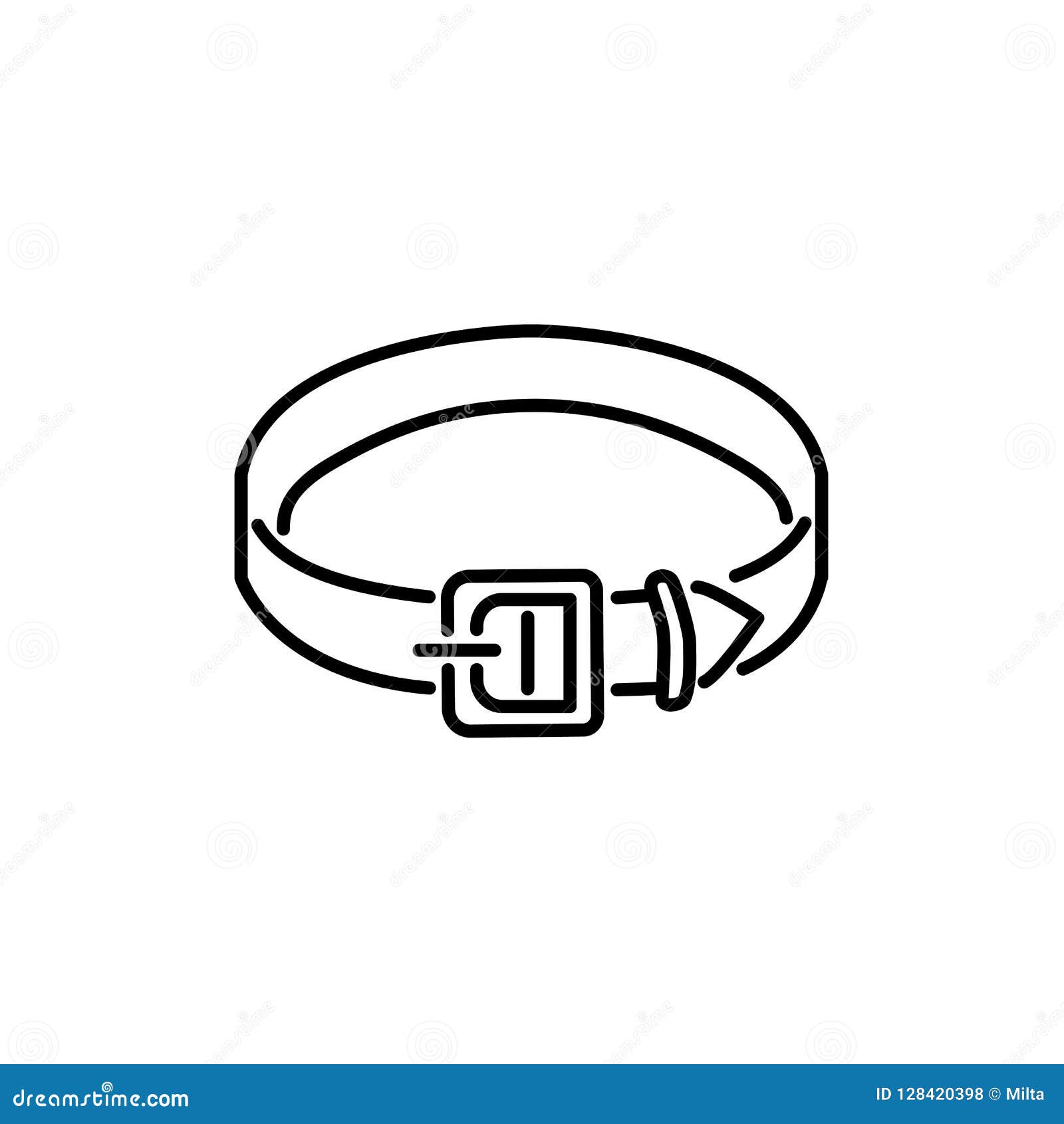 Black & White Vector Illustration of Leather Belt with Buckle. L Stock ...