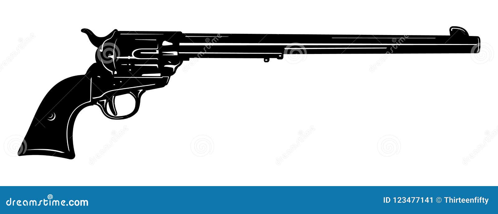 Black and White Long Barrel Pistol Vector Illustration Stock Vector