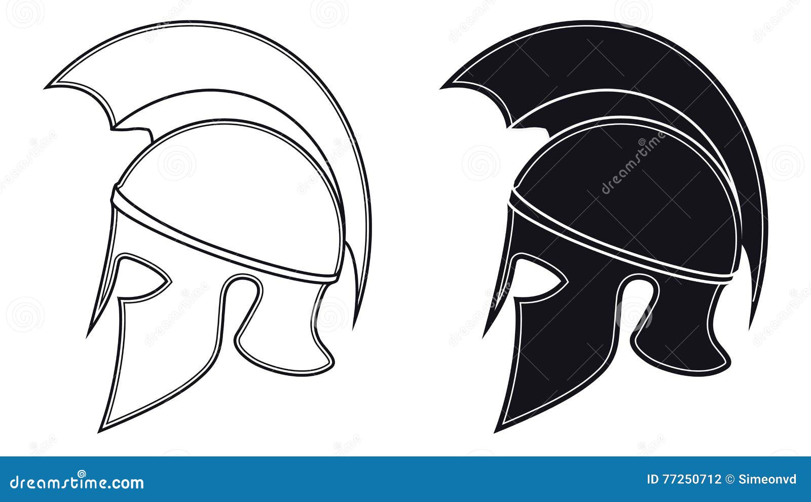 Ancient Helmet, Black White Vector Illustration | CartoonDealer.com