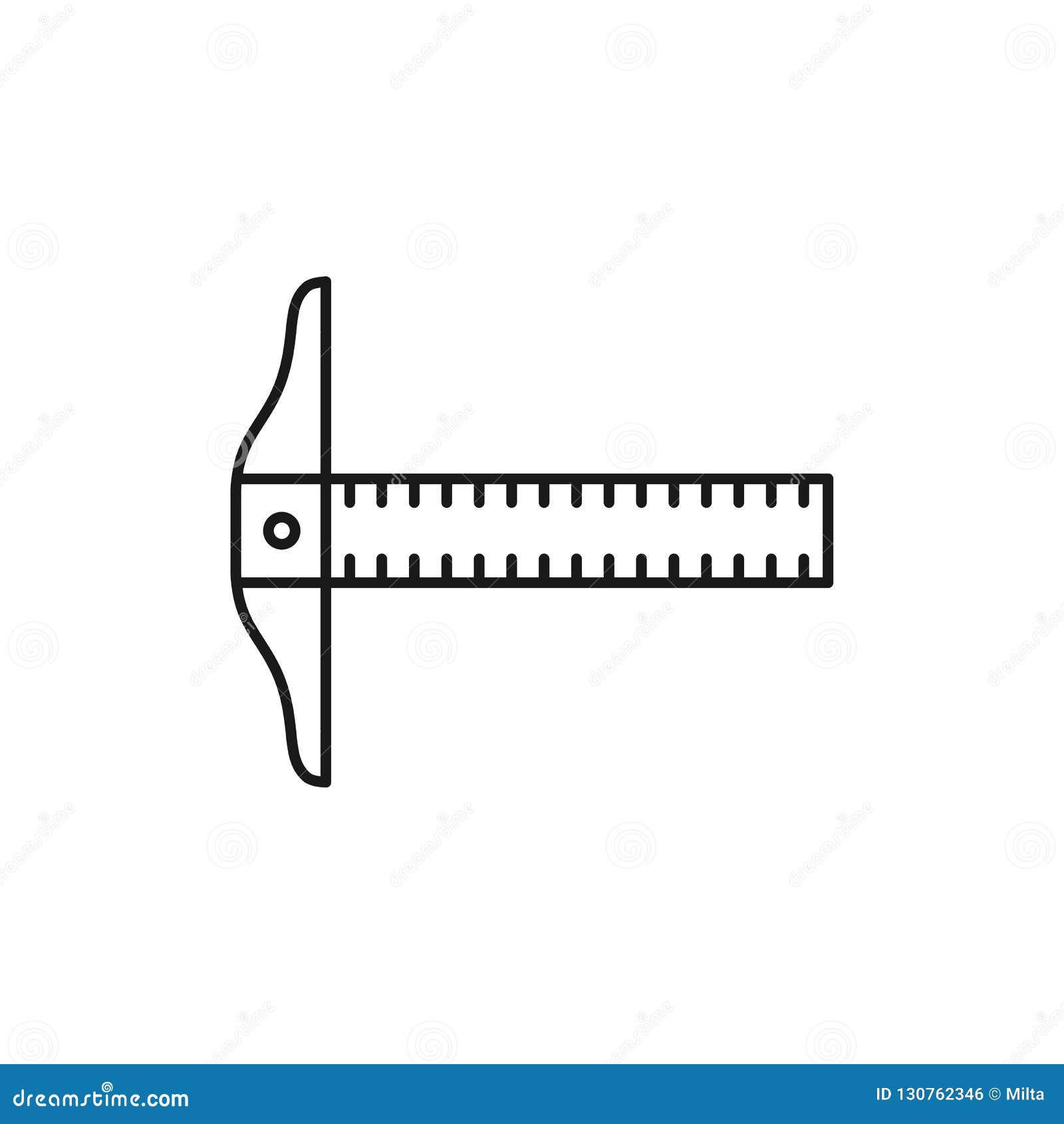 Black & White Vector Illustration of Straight Edge with T-square. Line Icon  of Instrument for Architect, Drafter, Engineer. Stock Vector - Illustration  of item, edge: 130762346