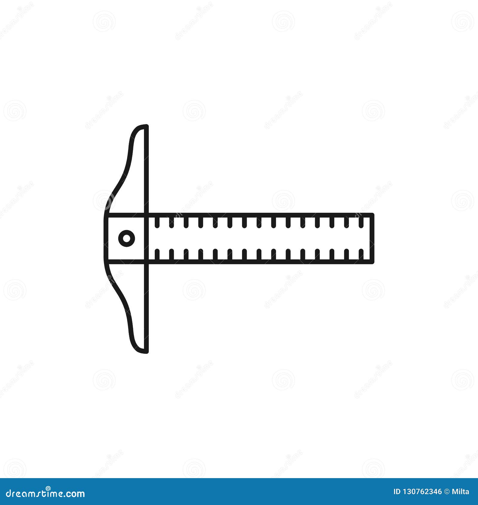 Black & White Vector Illustration of Straight Edge with T-square