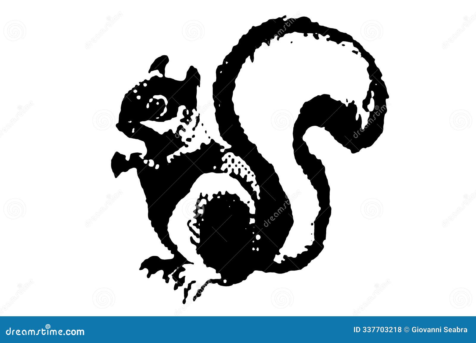 black and white  image of squirrel silhouette wild animal portrait, beauty, body line art. for use as a brochure template or