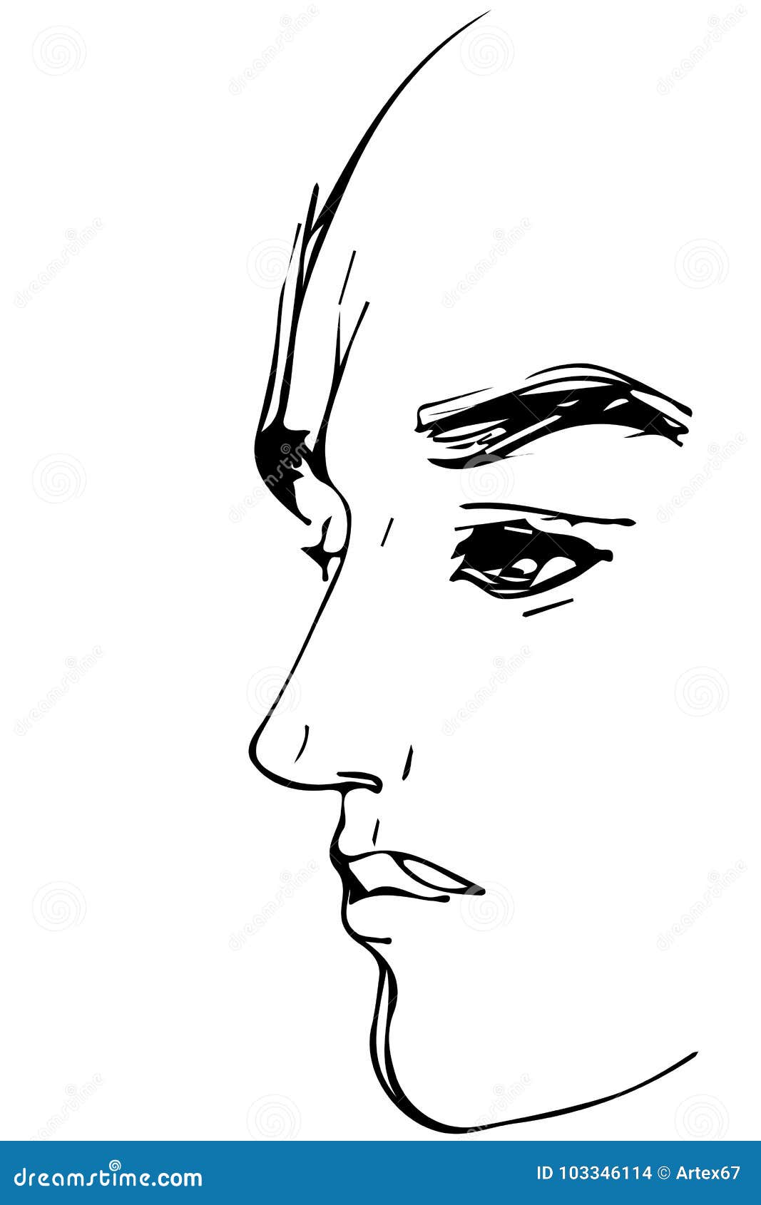 Sketch To Portrait of a Person Profile Stock Vector - Illustration of ...