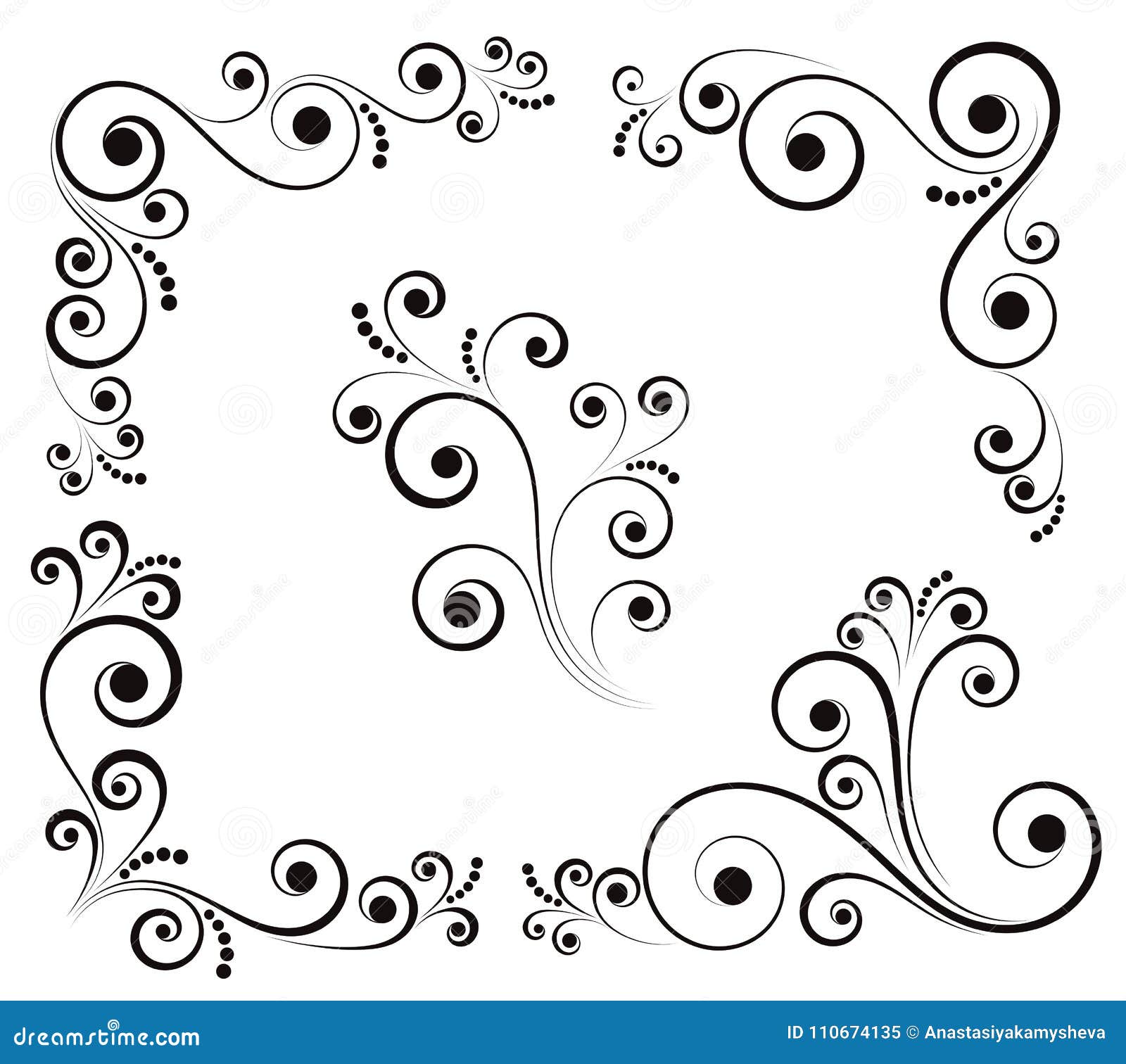 Black And White Vectore Curl Florish Vignette Stock Vector Illustration Of Ornament Vector 110674135