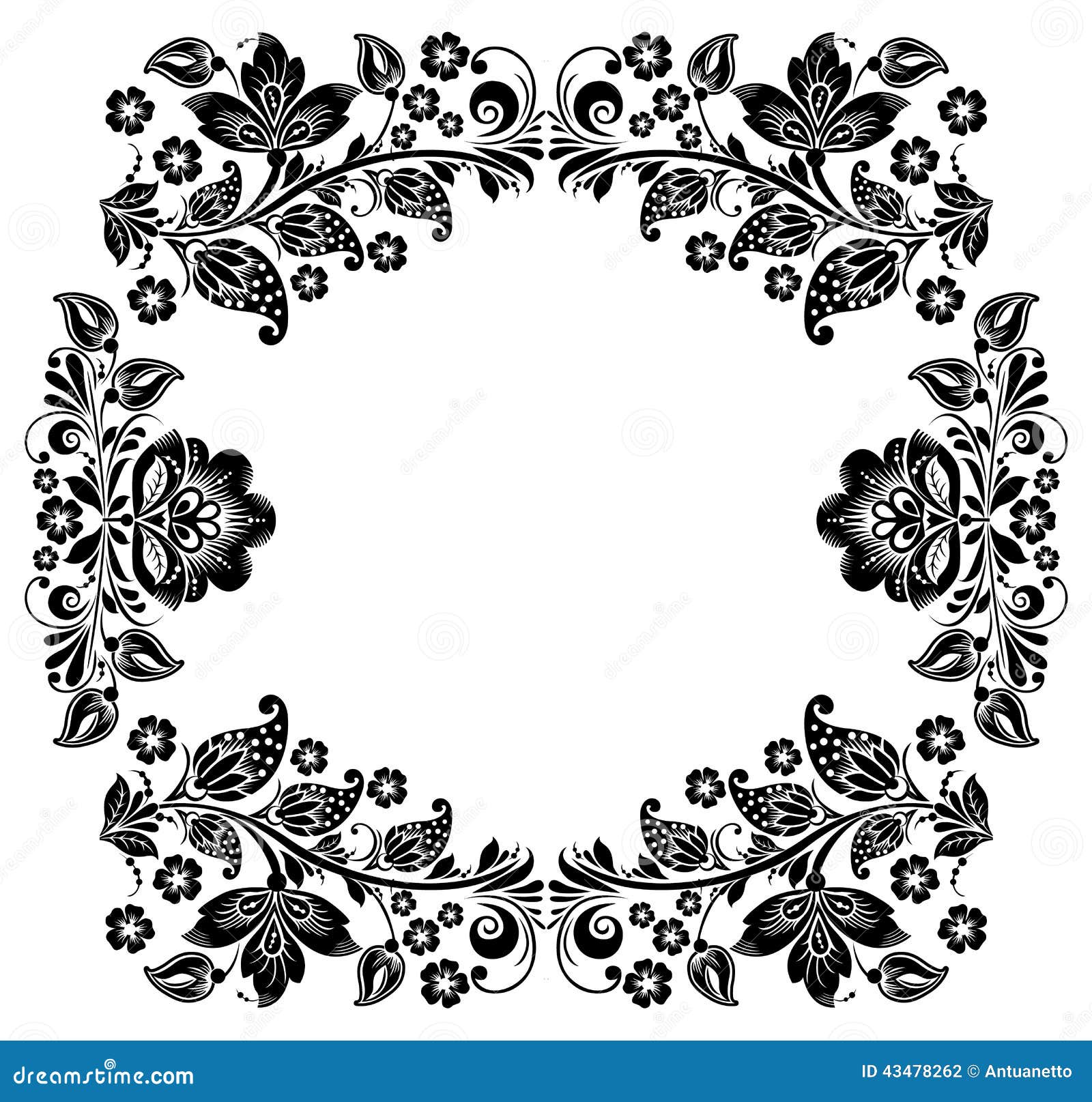 Black and White Vintage Frame Stock Vector Illustration of leaf