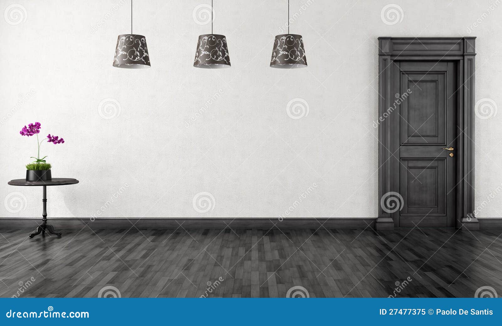 Black and White Vintage Room Stock Illustration Illustration of