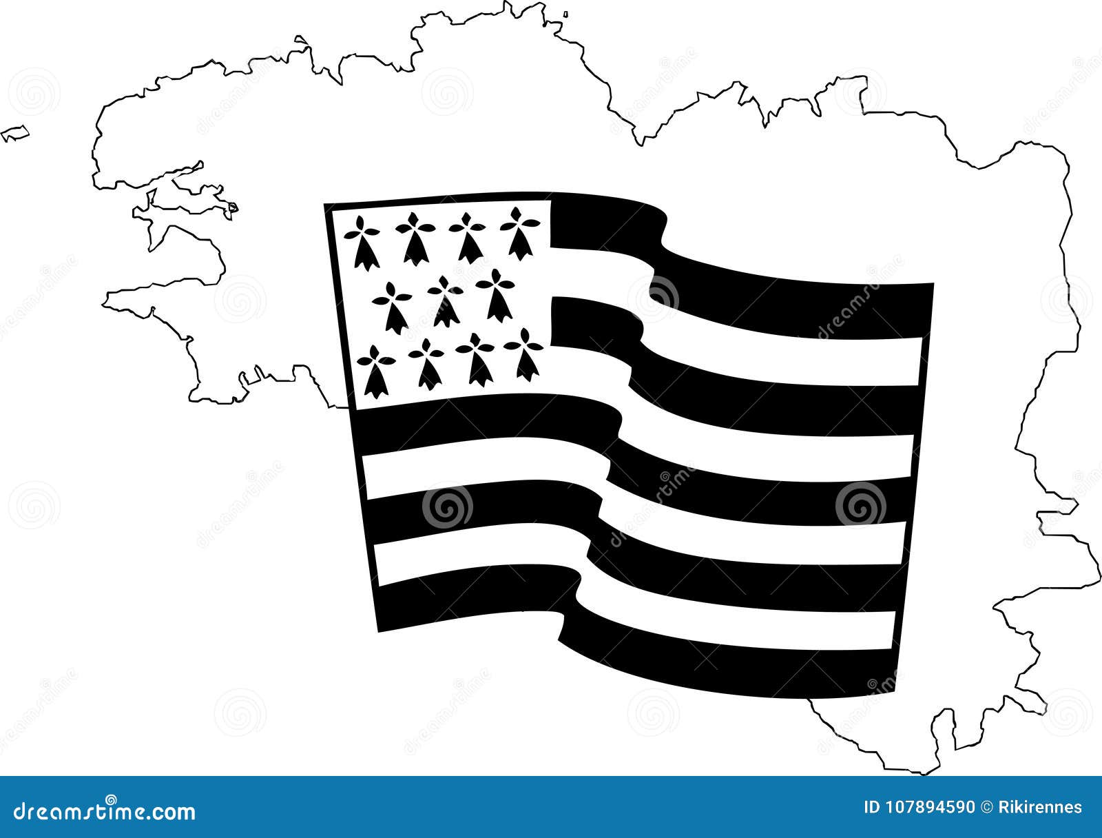 Drapeau breton flottant Stock Vector