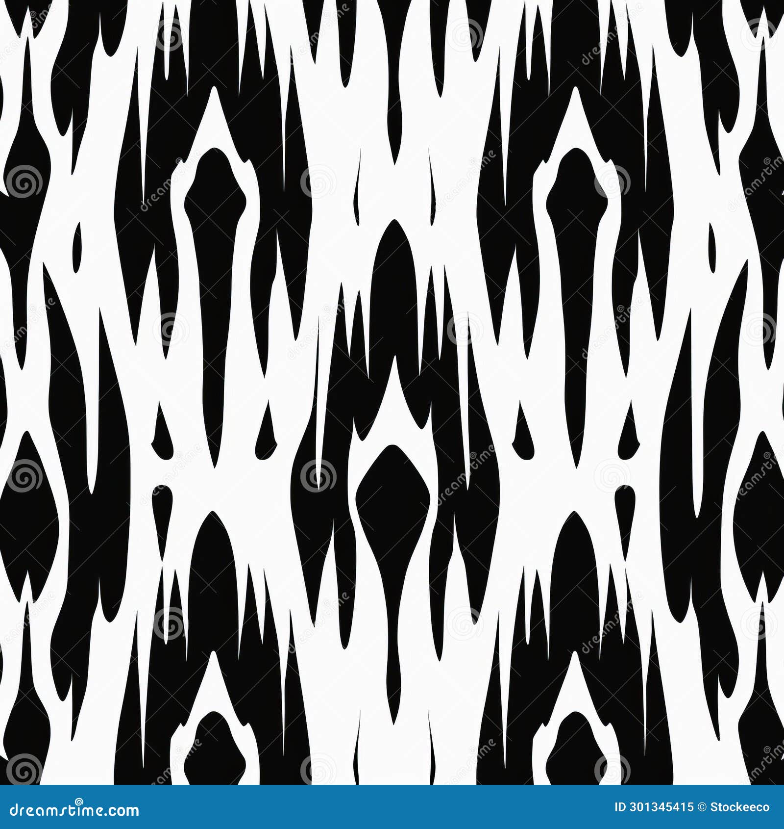 abstract silhouetted seamless pattern in black and white