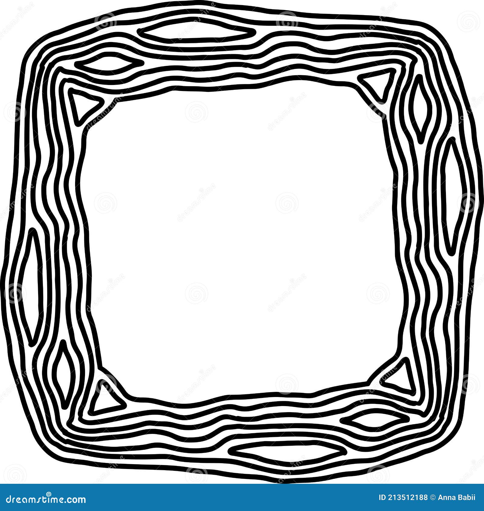 Black and White Wooden Frame Sketch. Vector Illustration. Stock Vector