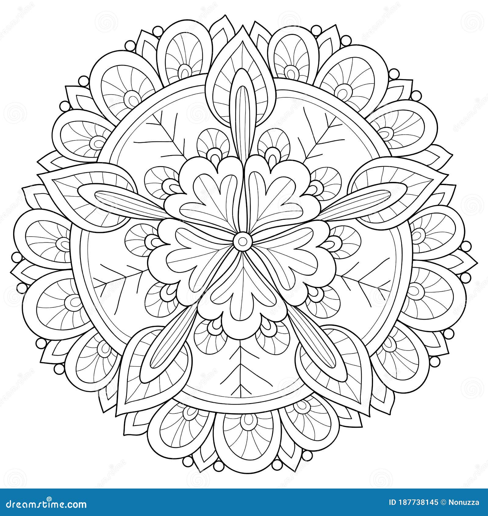 Adult Coloring Book,page a Zen Mandala Image for Relaxing.Zen Art Style ...