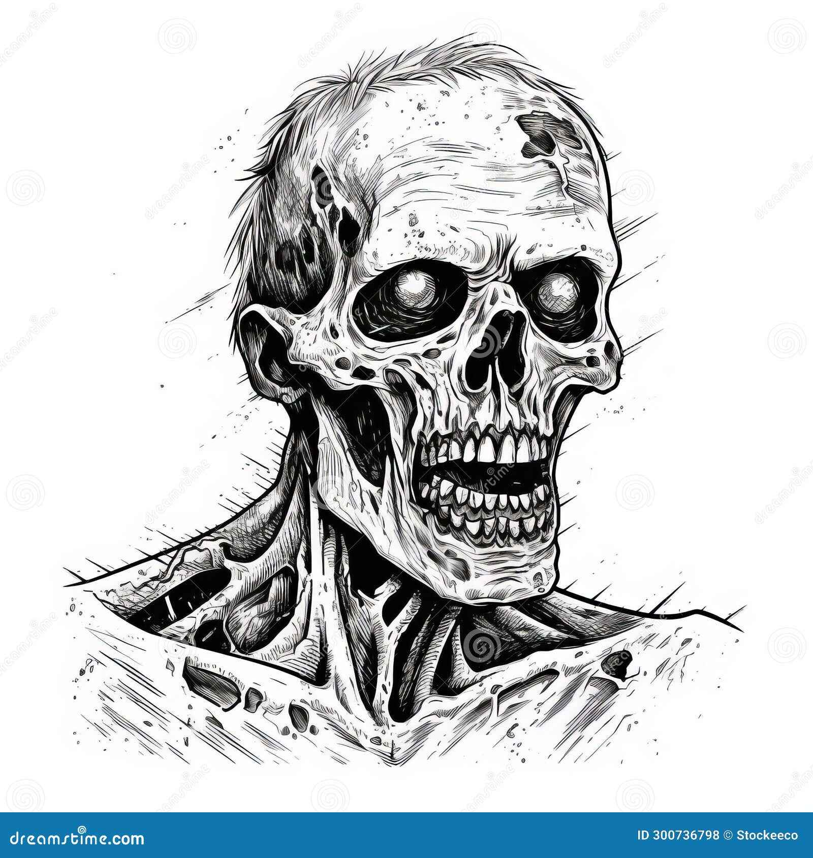 Skull art day of the dead. Hand drawing and color painting on paper. Stock  Illustration | Adobe Stock