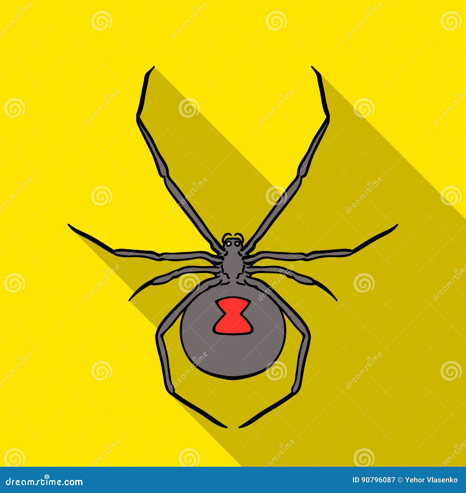 Black Widow Spider Icon In Flat Style Isolated On White ...