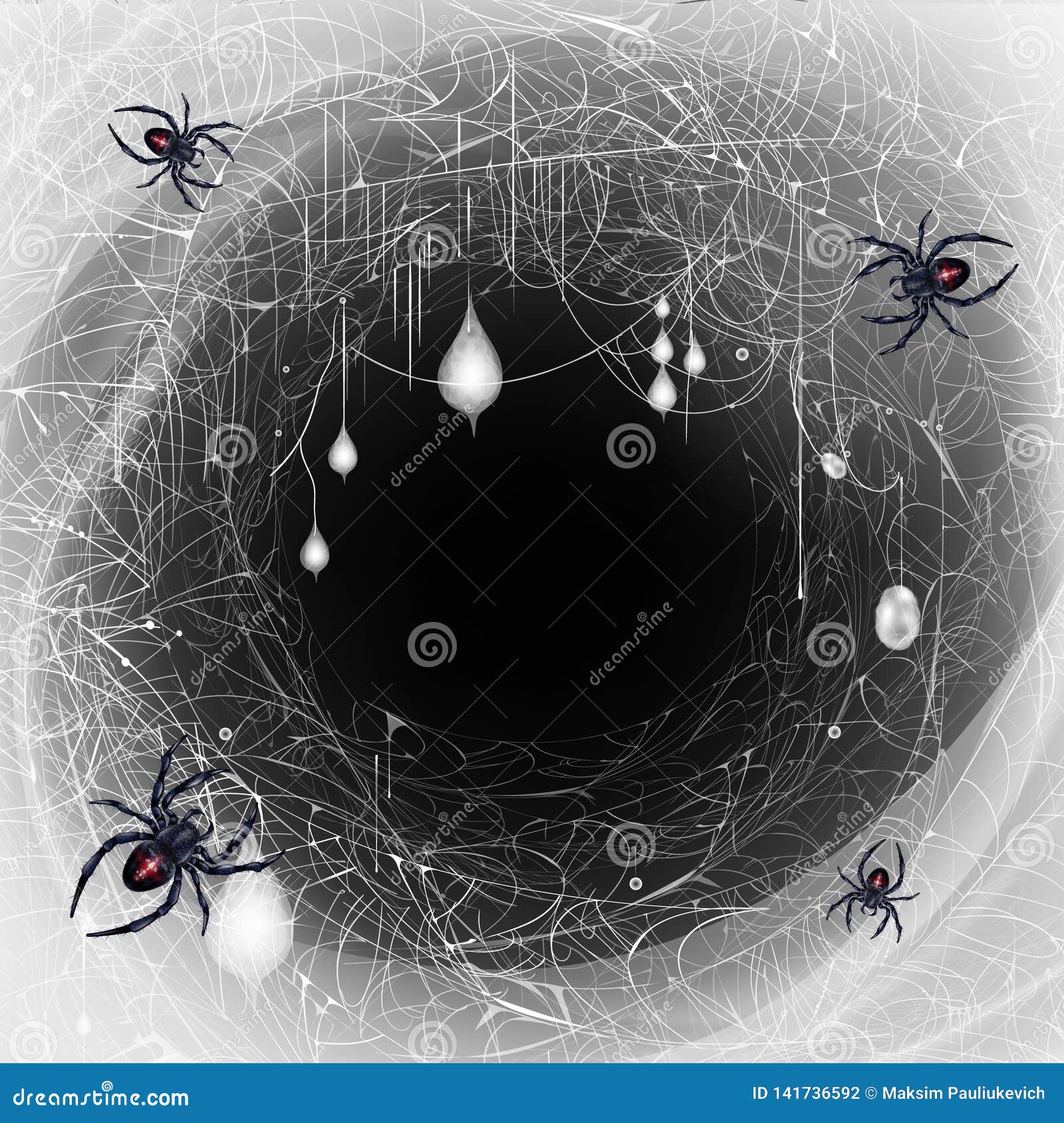 Black Widow Spiders Nest 3d Realistic Vector Stock Vector