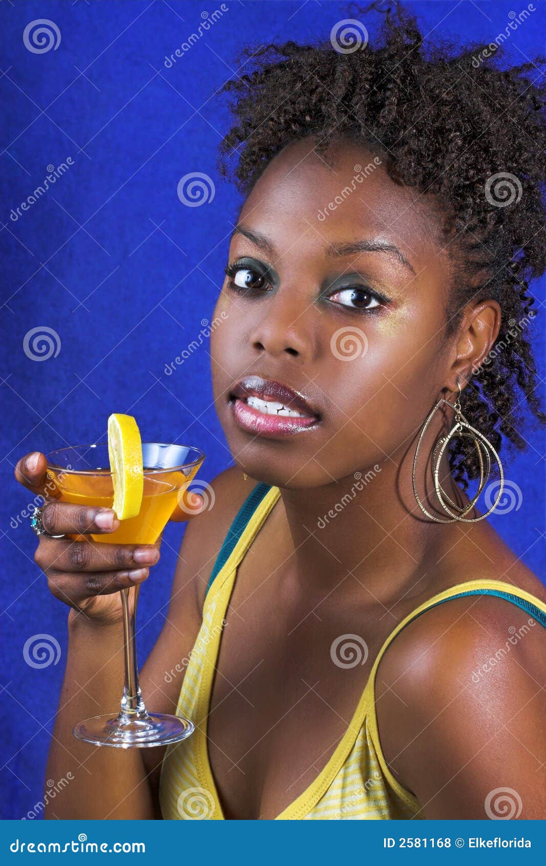 Black Woman Drinking Cocktail Stock Photo - Image of holds 