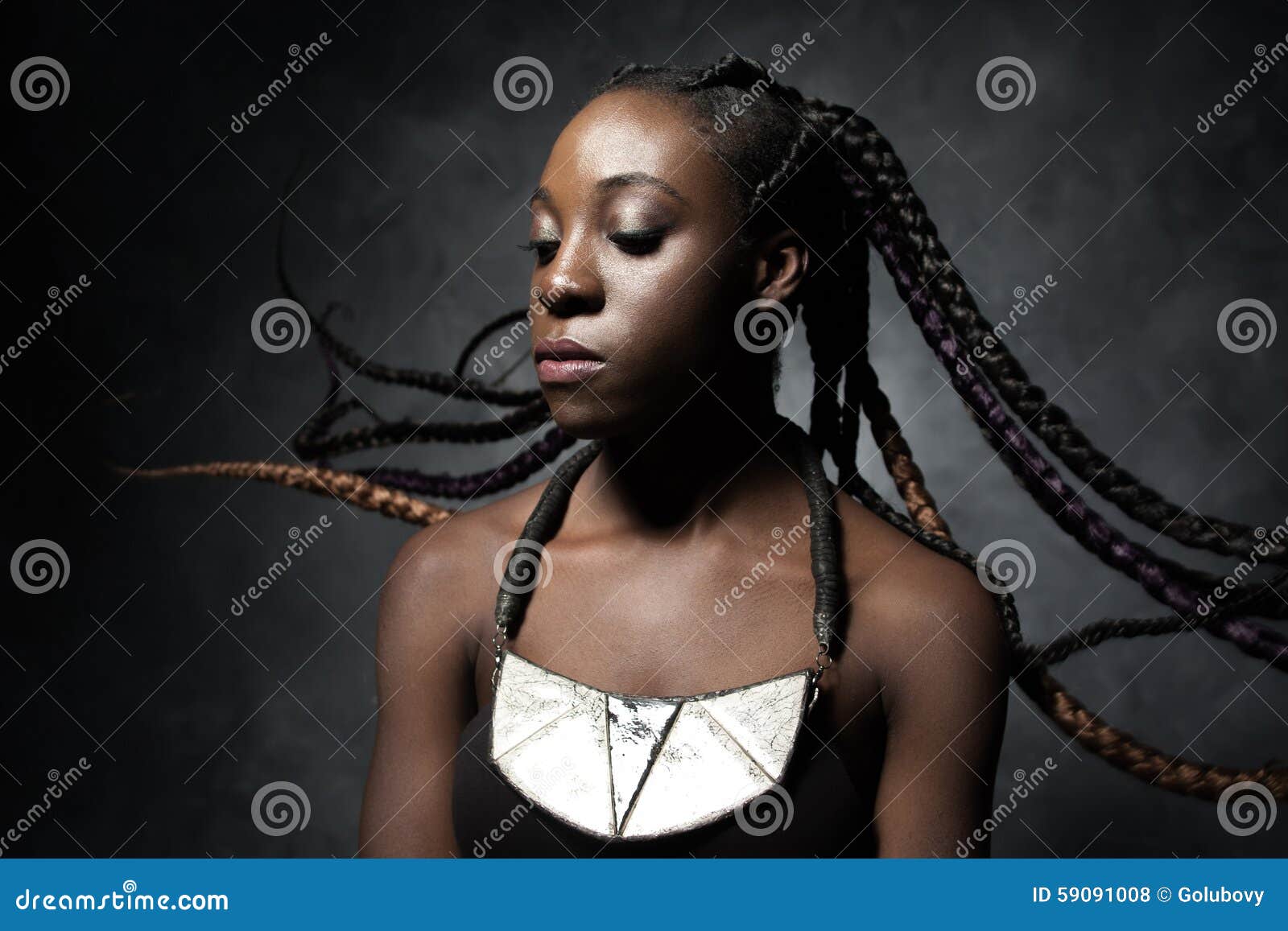 Black Woman with the Flying Braided Long Hair Stock Photo - Image of  ceramic, hairstyle: 59091008
