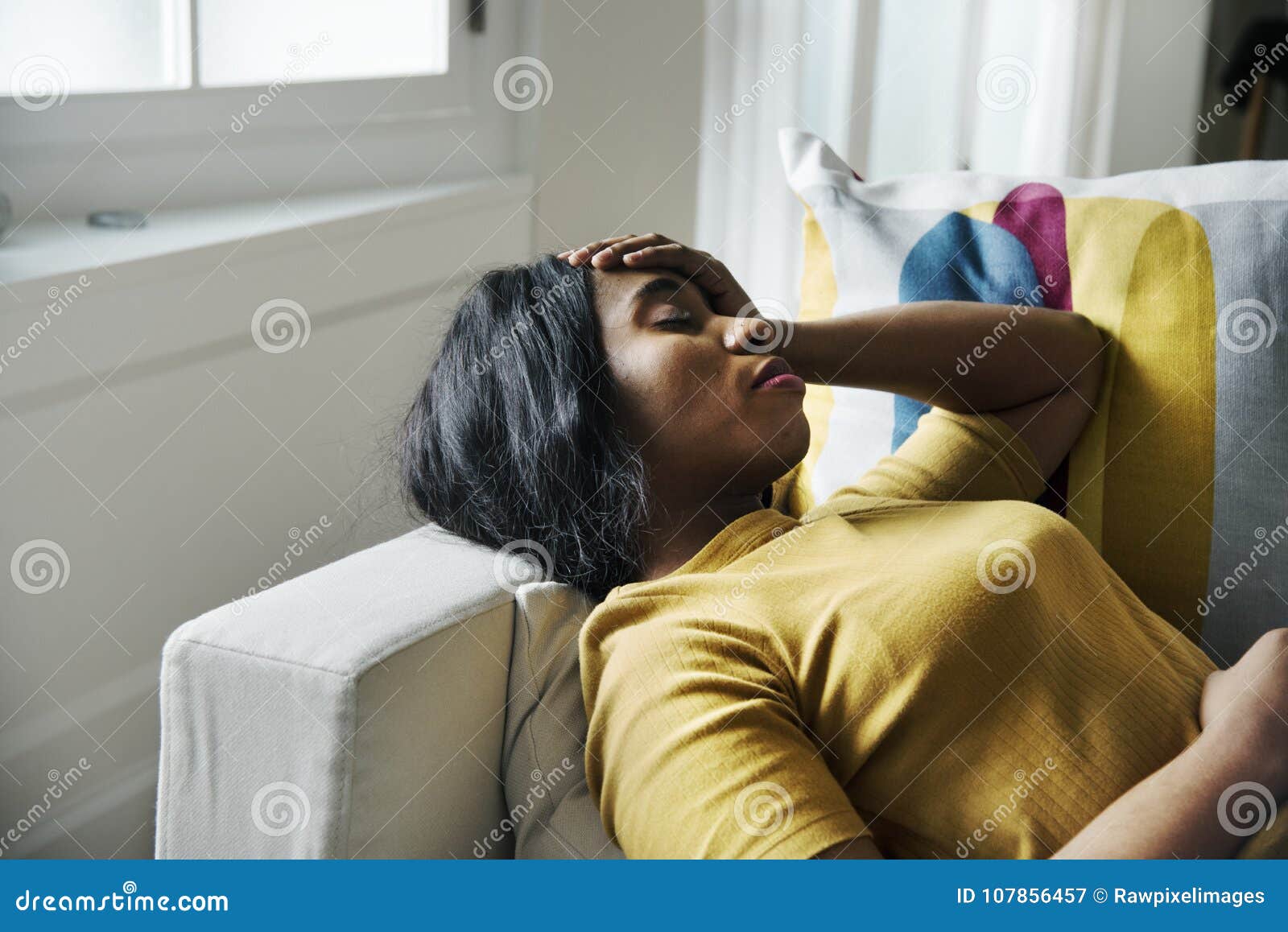 black woman headache and sleeping