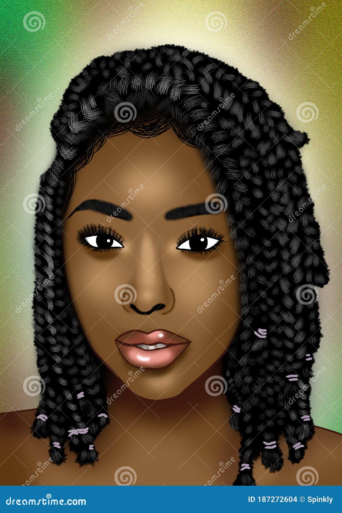 Black Woman Illustration with Braids for Hairstyle Stock Illustration -  Illustration of african, beauty: 187272604