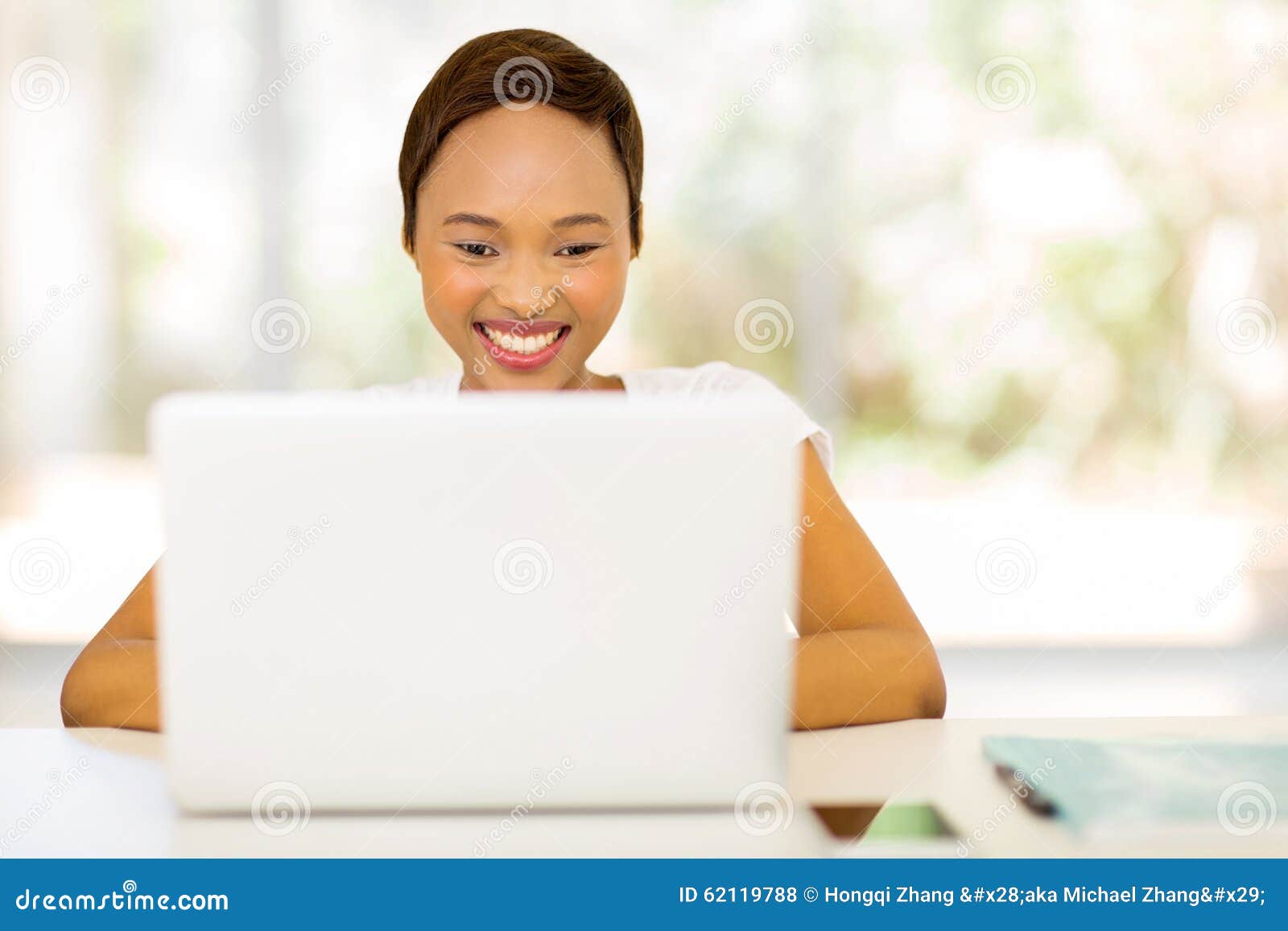 Black Woman Laptop Computer Stock Photo Image of ethnicity, looking