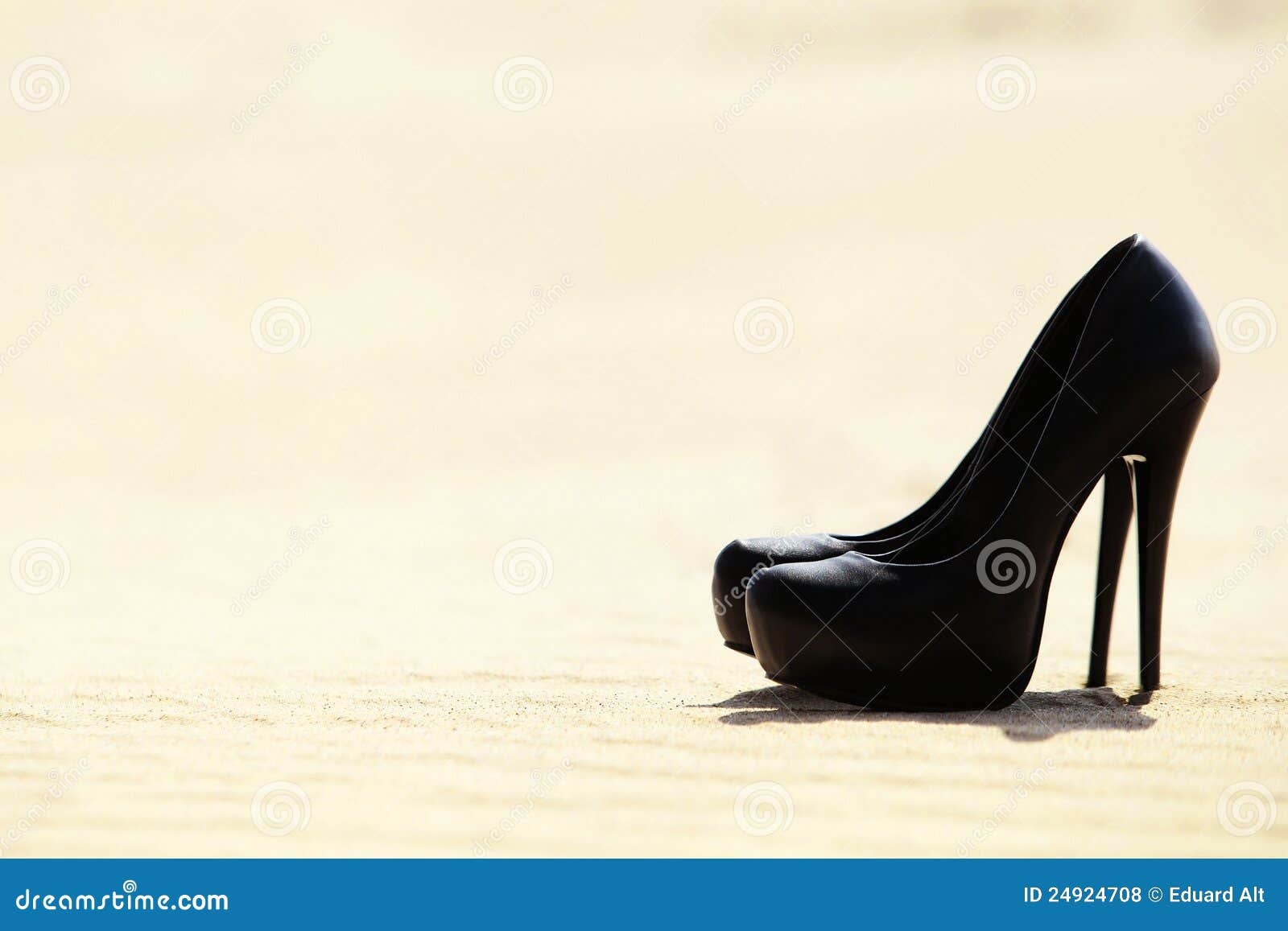 Black Women S High Heels are in the Sand Stock Photo Image of high