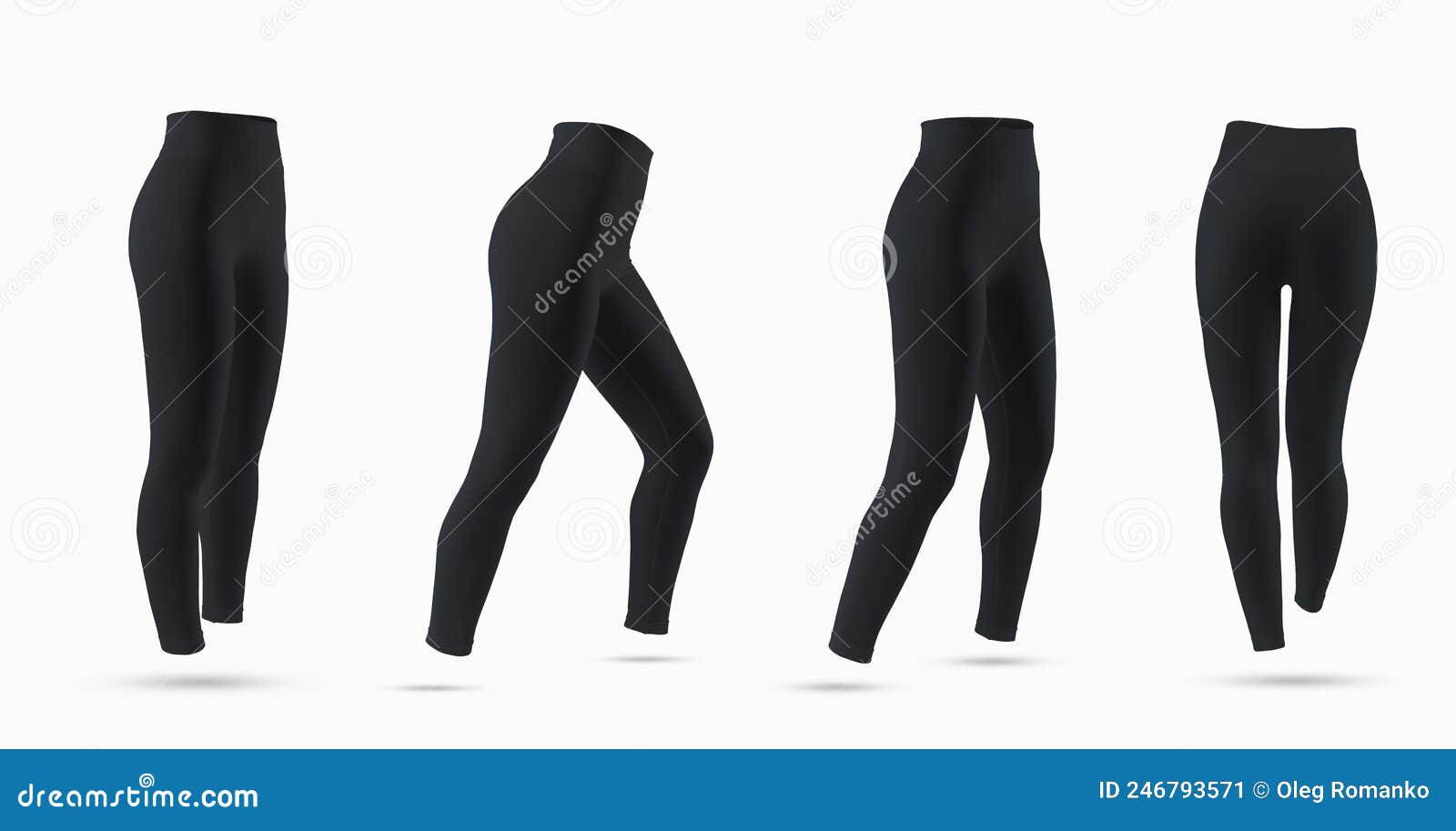 Black Women`s Leggings Mockup, 3D Rendering, Isolated on