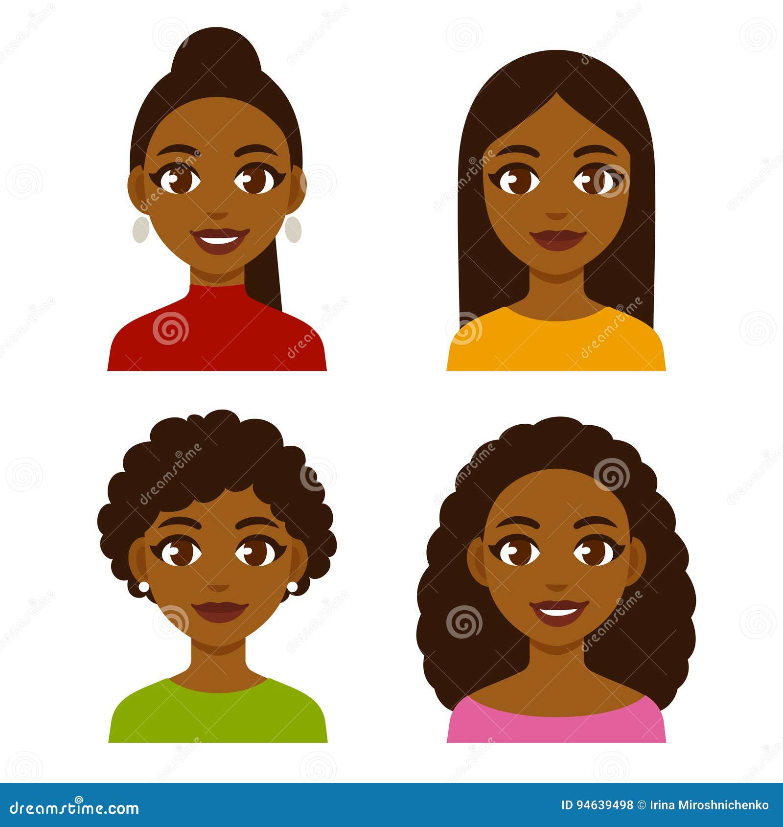 Black women set stock vector. Illustration of beautiful - 94639498