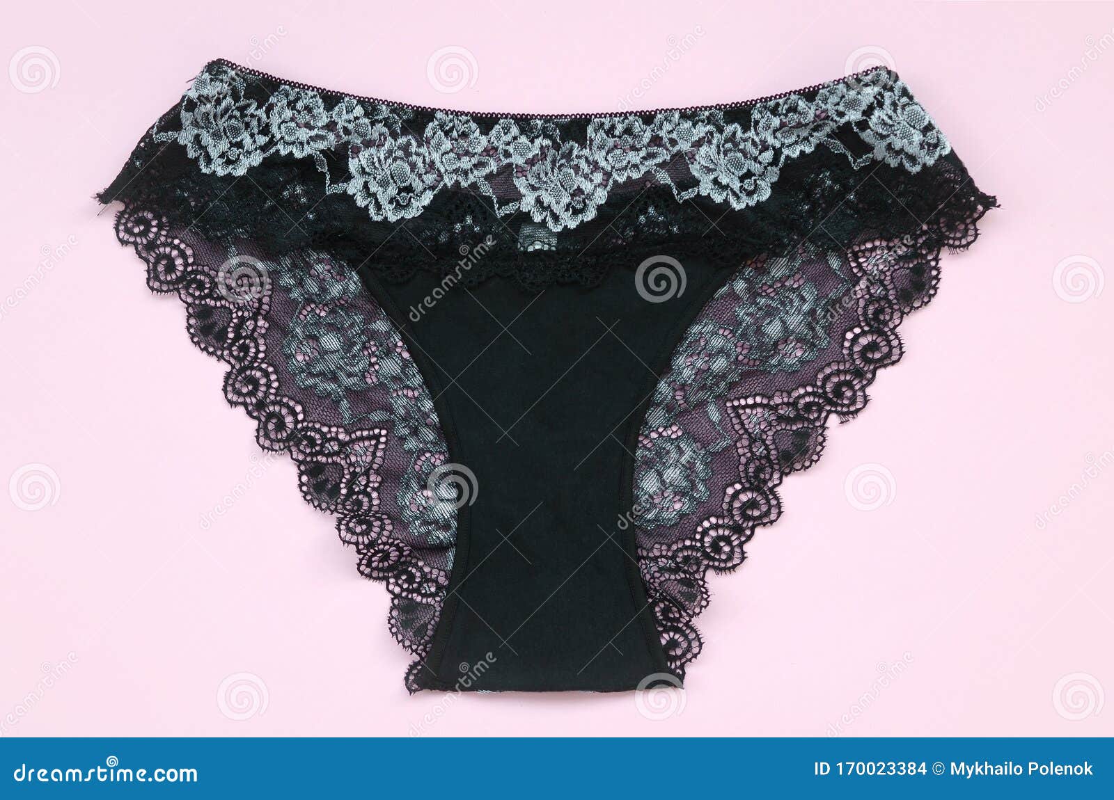 Silk black panties - Black lace panties - Lace brief - Lace tanga