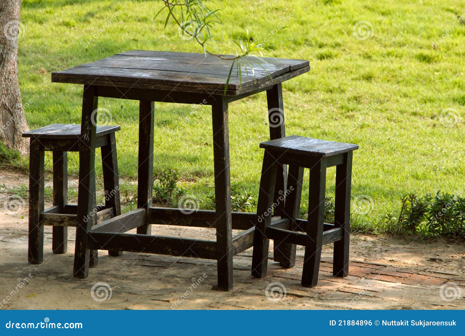 Black wood Table and chair stock photo. Image of beautiful 21884896