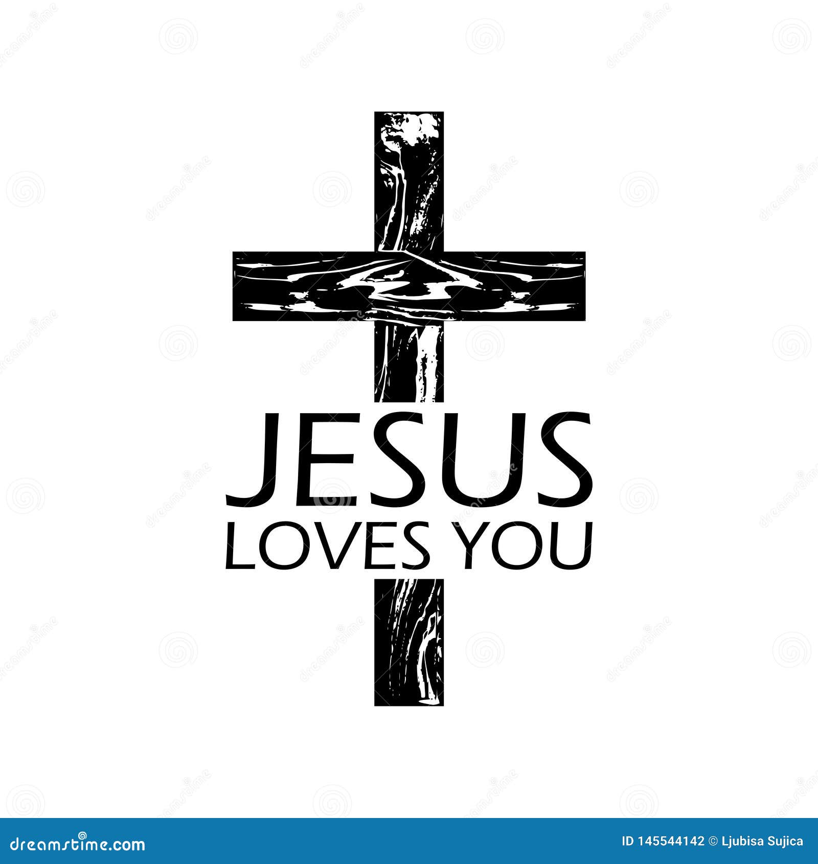 Download Black Wooden Cross Icon With Text Jesus Loves You Stock ...